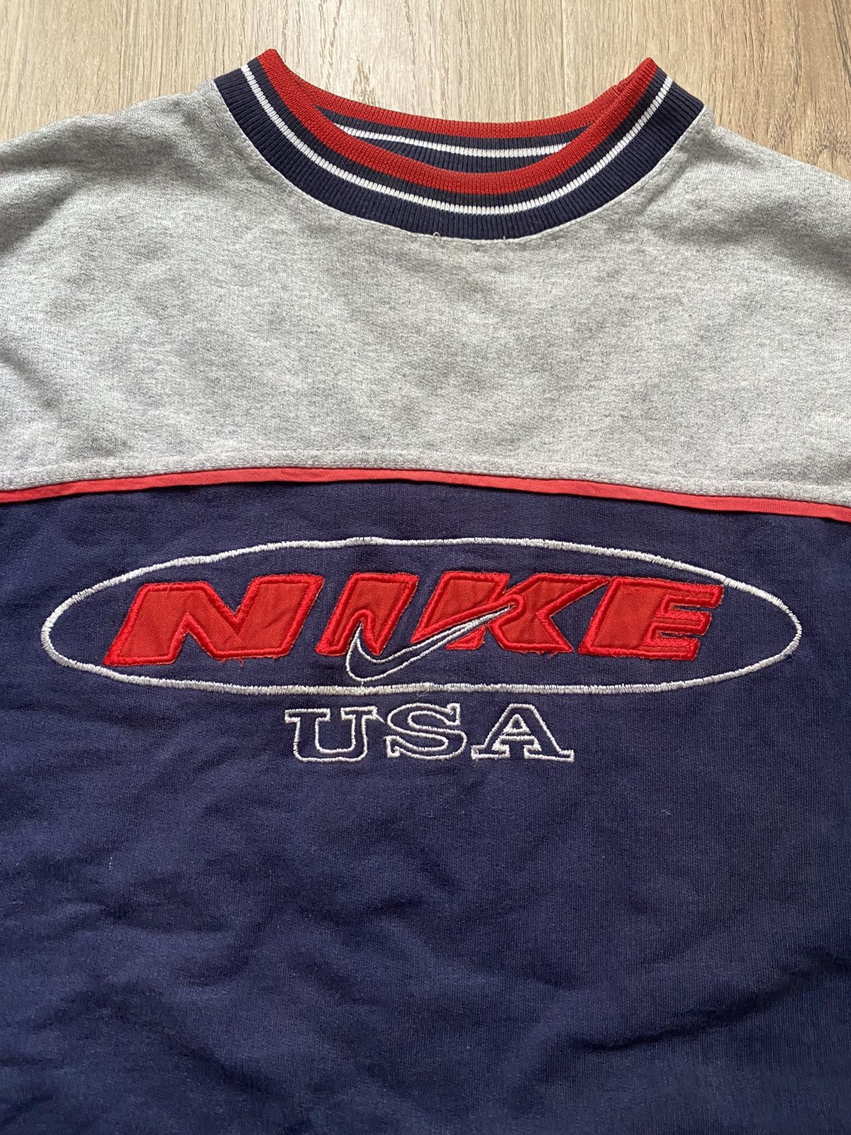 Nike × Vintage Vintage Nike Spellout crewneck Center Big logo sweatshir USA Size US L / EU 52-54 / 3 - 3 Thumbnail