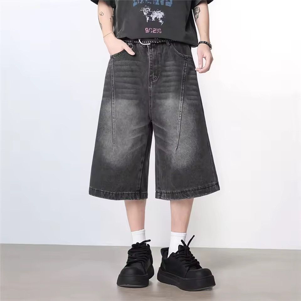 Jean Extra Long Culotte Style Washed Jorts, Baggy Denim Shorts Size US 34 / EU 50 - 3 Thumbnail