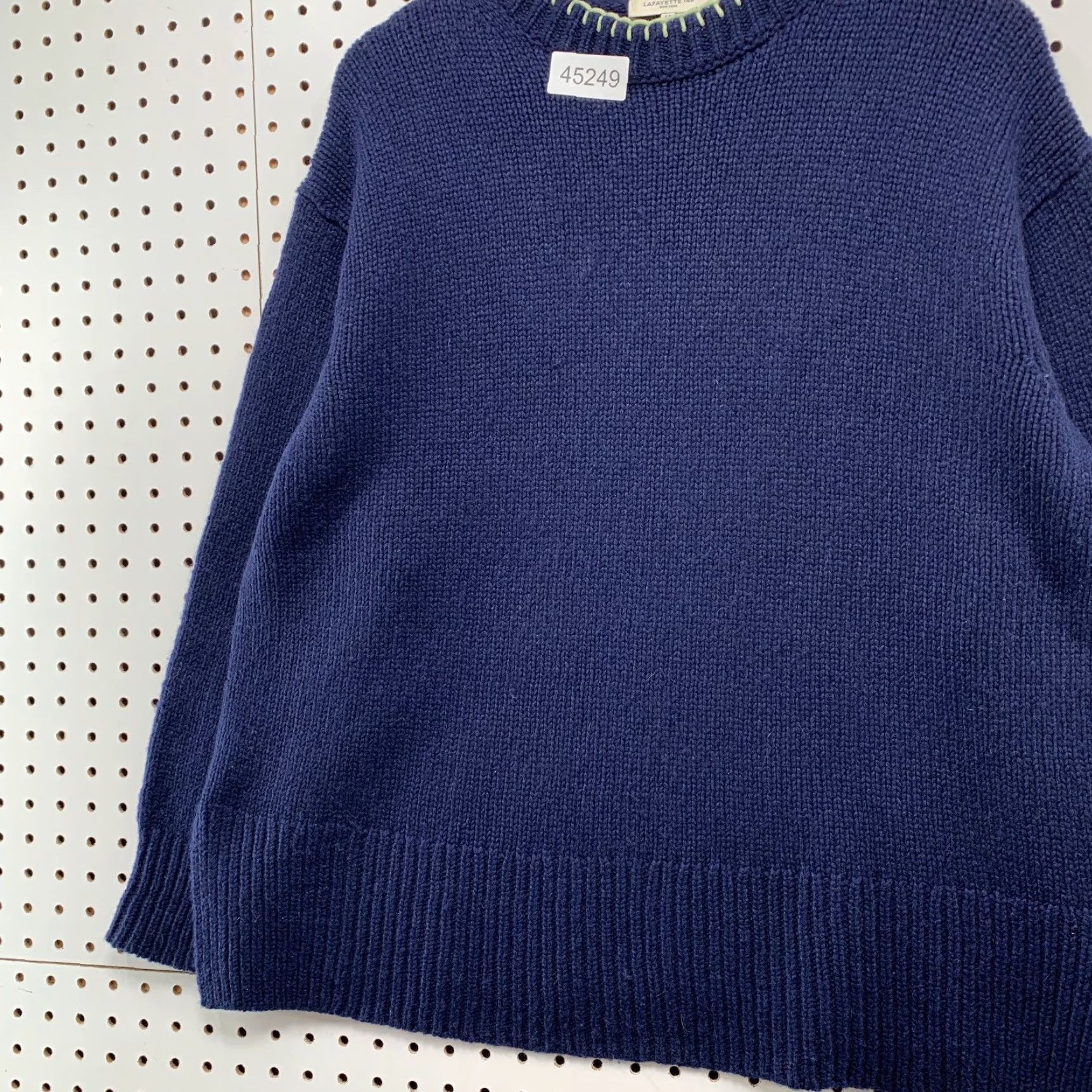 Vintage Lafayette 148 Cashmere Sweater Womens Small Blue Merino Wool Blend Whipstitch SweatEr Pullover Crew Neck Long Sleeve Casual Fall Winter Knit Size S / US 4 / IT 40 - 4 Thumbnail