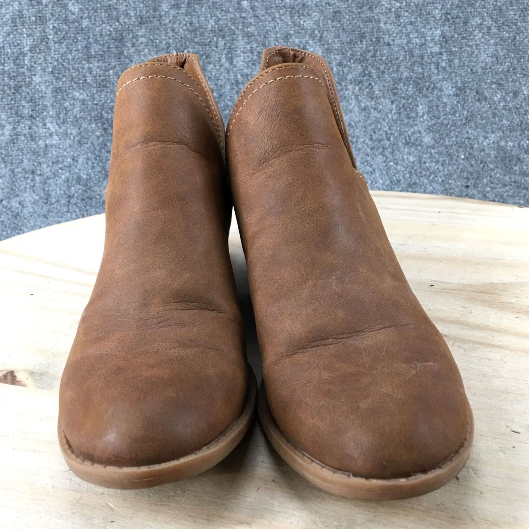 Vintage Universal Thread Boots Womens 6.5 Ankle Booties Brown Faux Leather Pull On Boots Size US 7 / IT 37 - 6 Thumbnail
