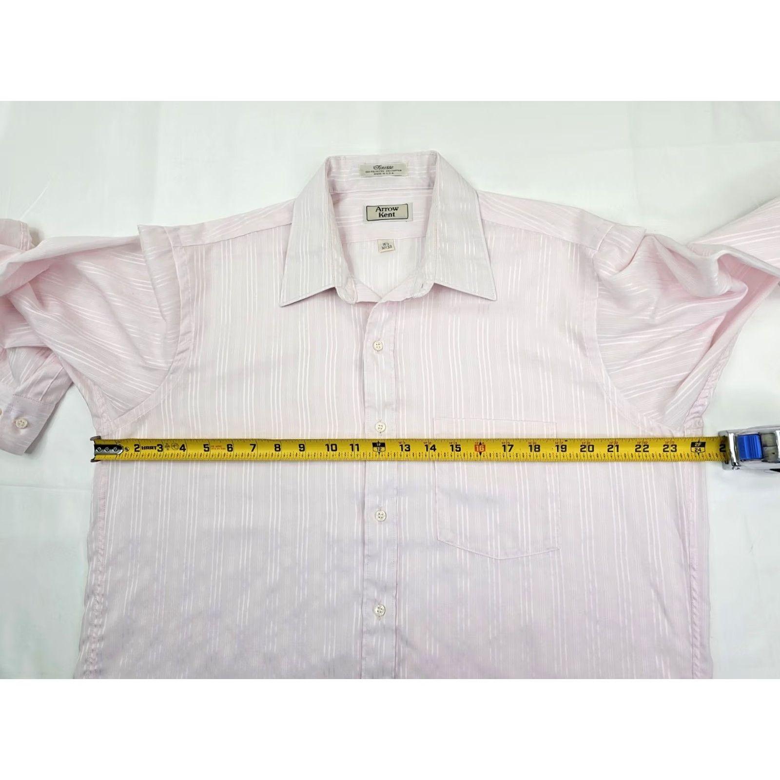 Arrow VINTAGE Arrow Kent Dress Shirt Striped Lightweight Pink Men 16.5 32/33 Large Shirt Men Pink Striped Kent Finesse Shirt 16.5/32-33 Mens Size US XL / EU 56 / 4 - 4 Thumbnail