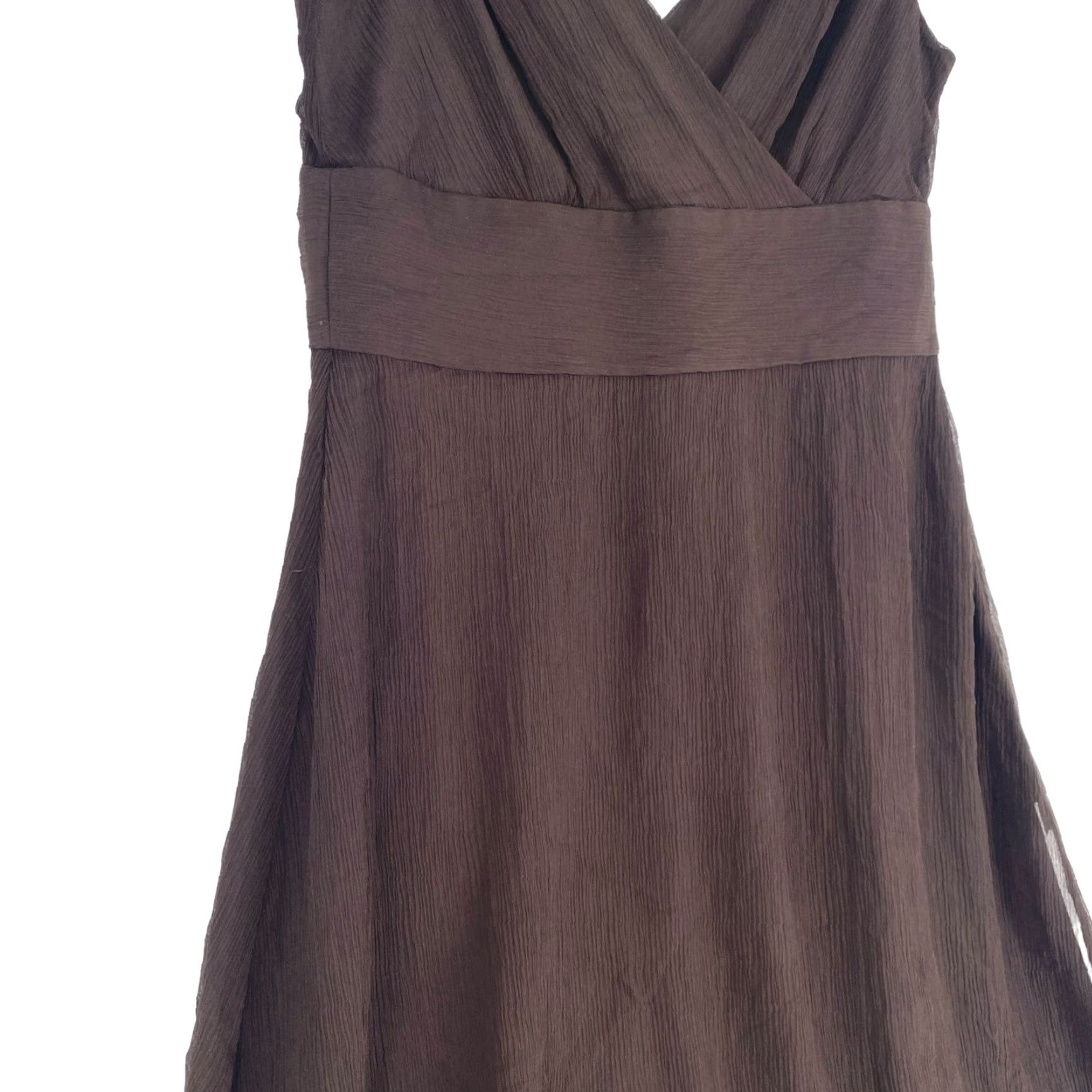 J. Crew Women's 10 Brown Silk Chiffon Dress Sleeveless V-Neck Knee Length A-Line Party/Cocktail