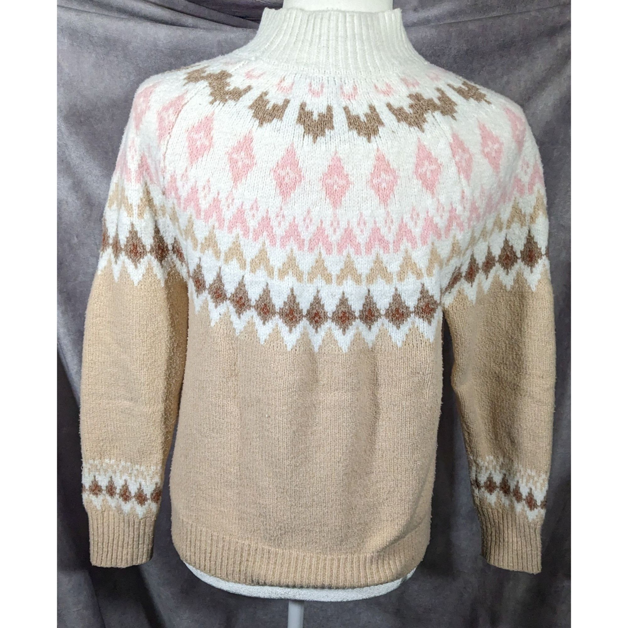 Rachel Zoe Rachel Zoe Retro White Pink And Tan Pullover Sweater Size XS Size XS / US 0-2 / IT 36-38 - 7 Thumbnail