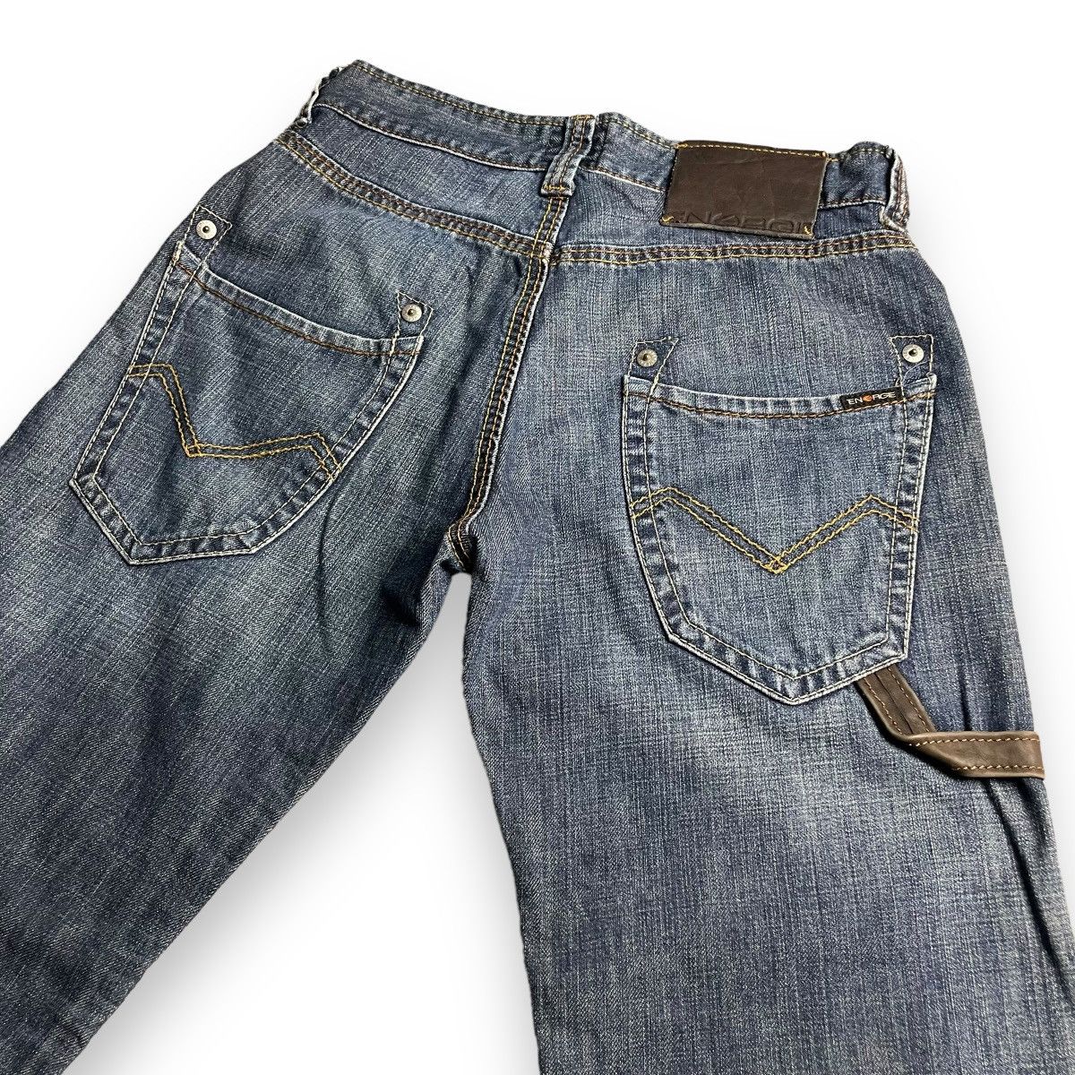Hysteric Glamour VINTAGE MISS SIXTY LEATHER PILE WASHED DENIM PANTS Size 28" / US 6 / IT 42 - 4 Thumbnail