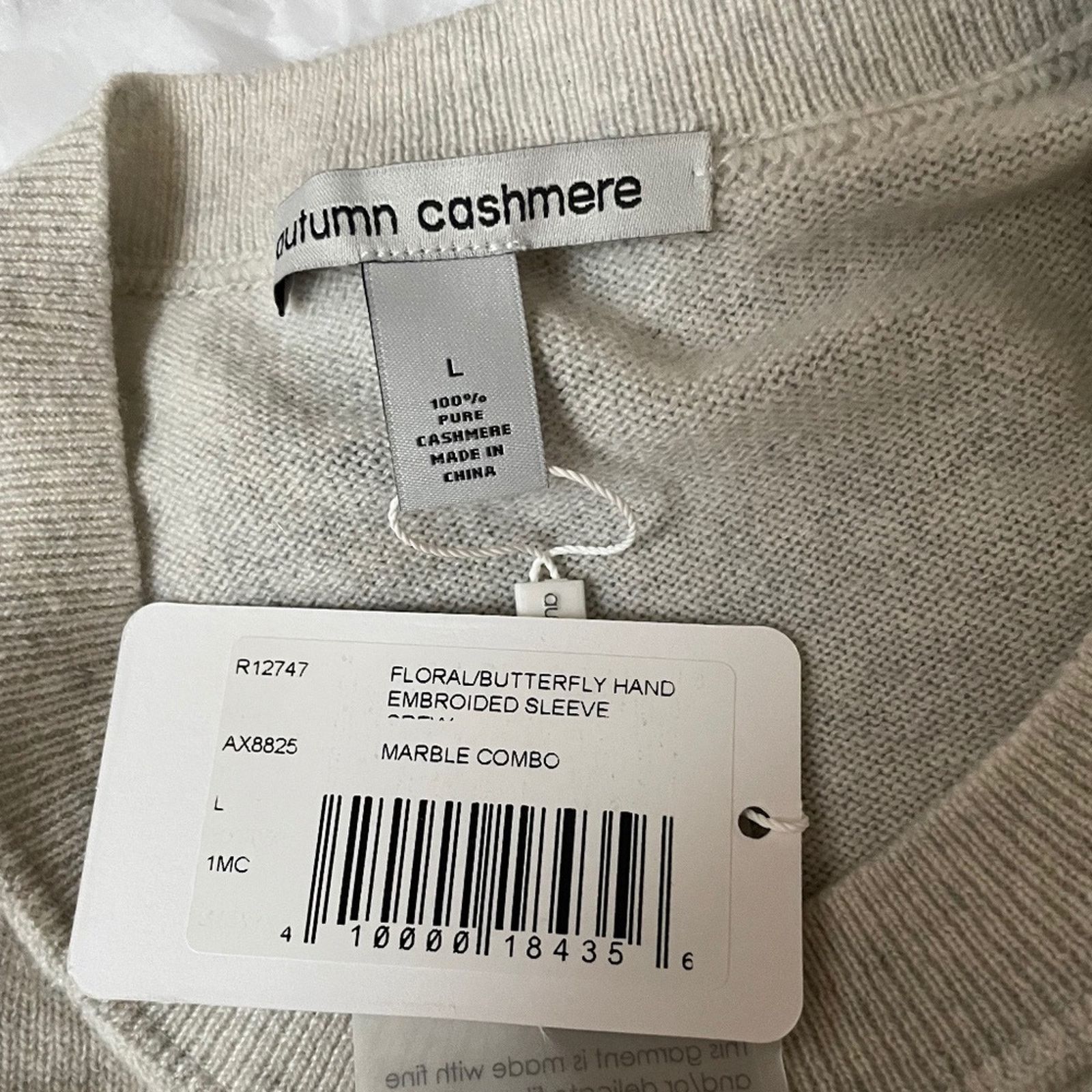 Autumn Cashmere Hand Embroidered Sleeve Cashmere Sweater-Autumn Cashmere Size L / US 10 / IT 46 - 14 Thumbnail
