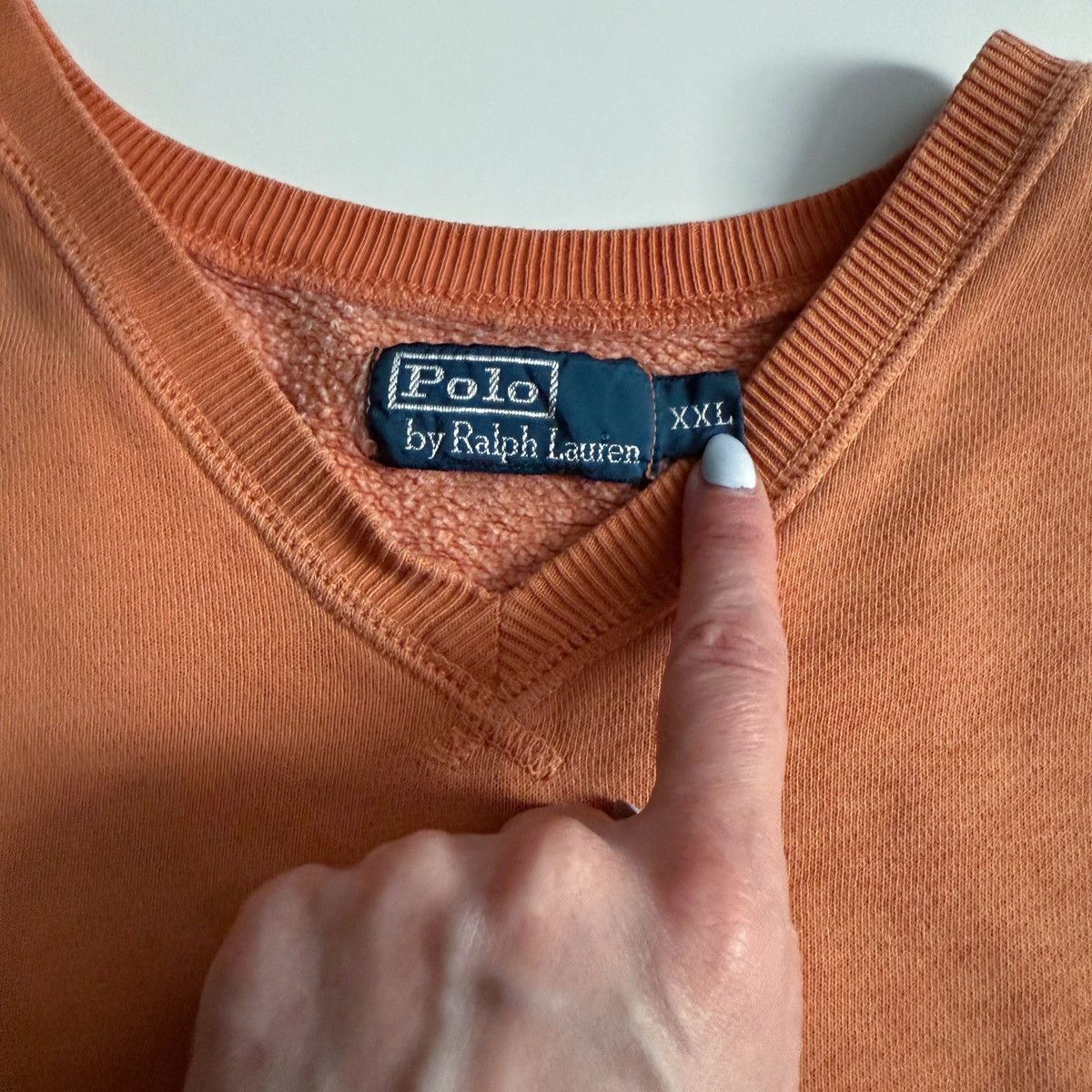 Polo Ralph Lauren Vintage 90s Polo Ralph Lauren V-Neck Sweatshirt Tangerine Size US XXL / EU 58 / 5 - 4 Thumbnail