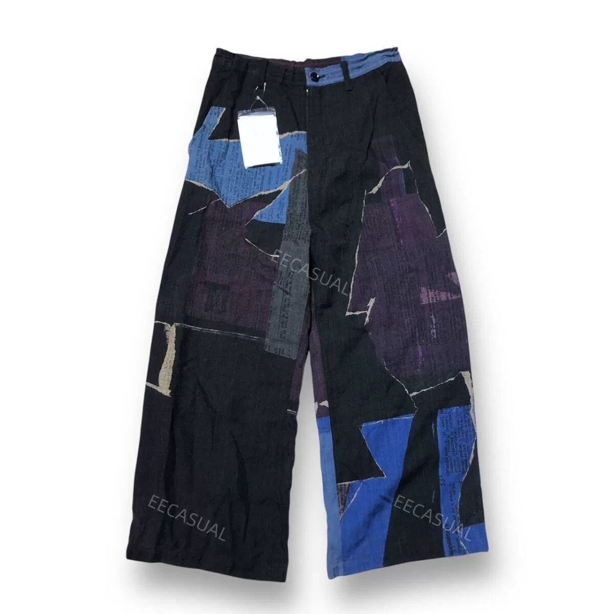 Y's Y's Wool Collage Print Straight Pants Size 23" - 1 Thumbnail