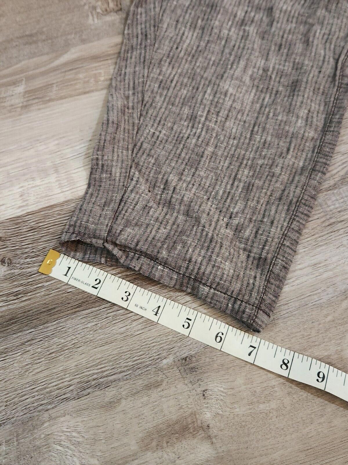 Designer HEI Linen Pants Capris Size Small Pockets Pin Stripes Brown Size 28" / US 6 / IT 42 - 6 Thumbnail