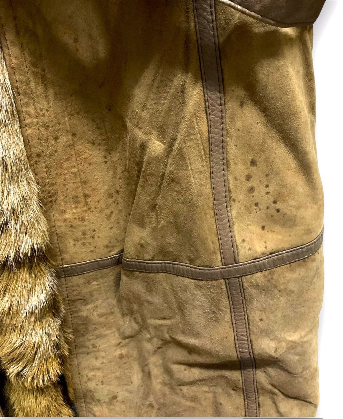 Leather Vintage Mink Fur Collar Leather Long Coat Size L Size US L / EU 52-54 / 3 - 6 Thumbnail