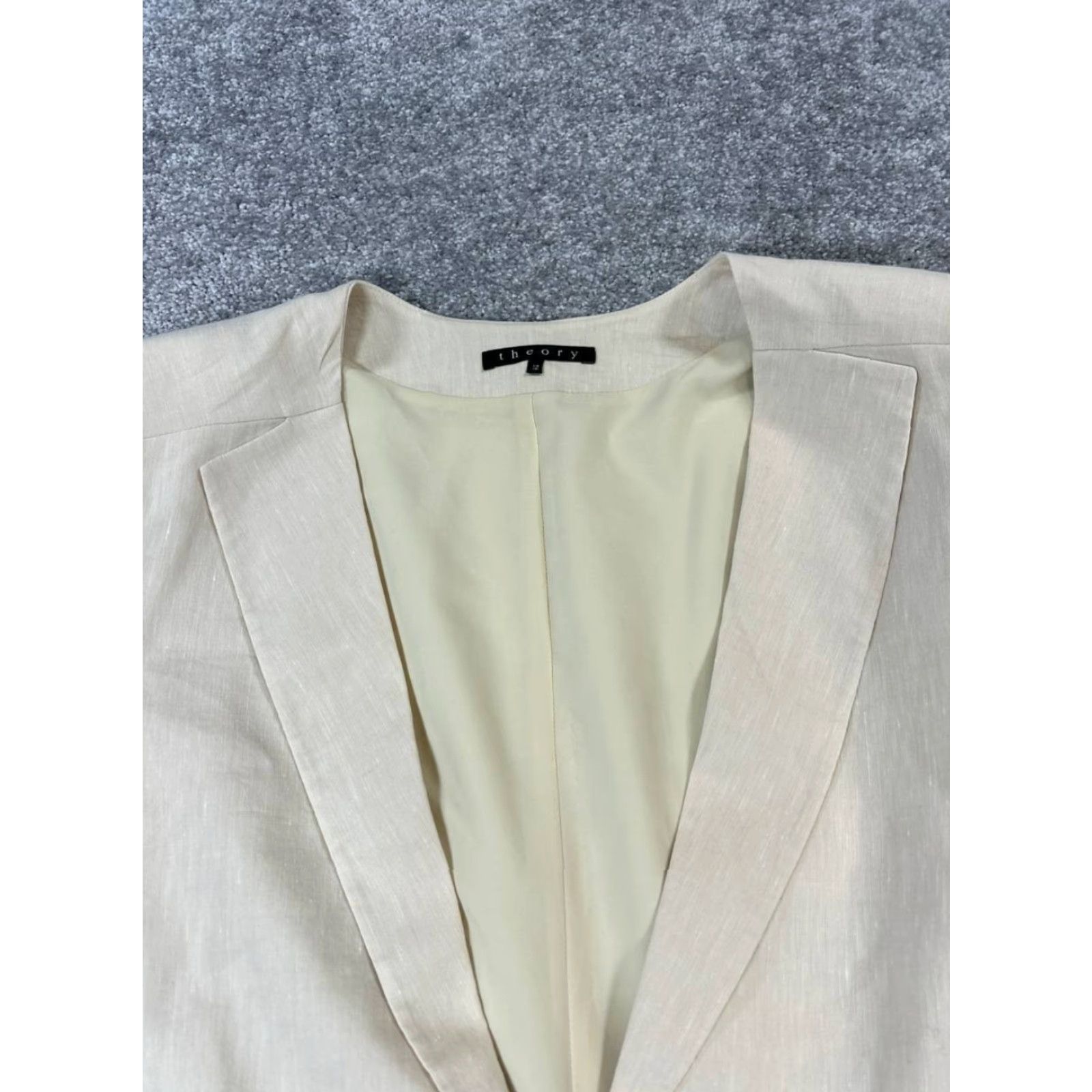 Theory Theory Jacket Womens 12 Beige Wool Blend Open Front Sports Coat Size XL / US 12-14 / IT 48-50 - 2 Thumbnail