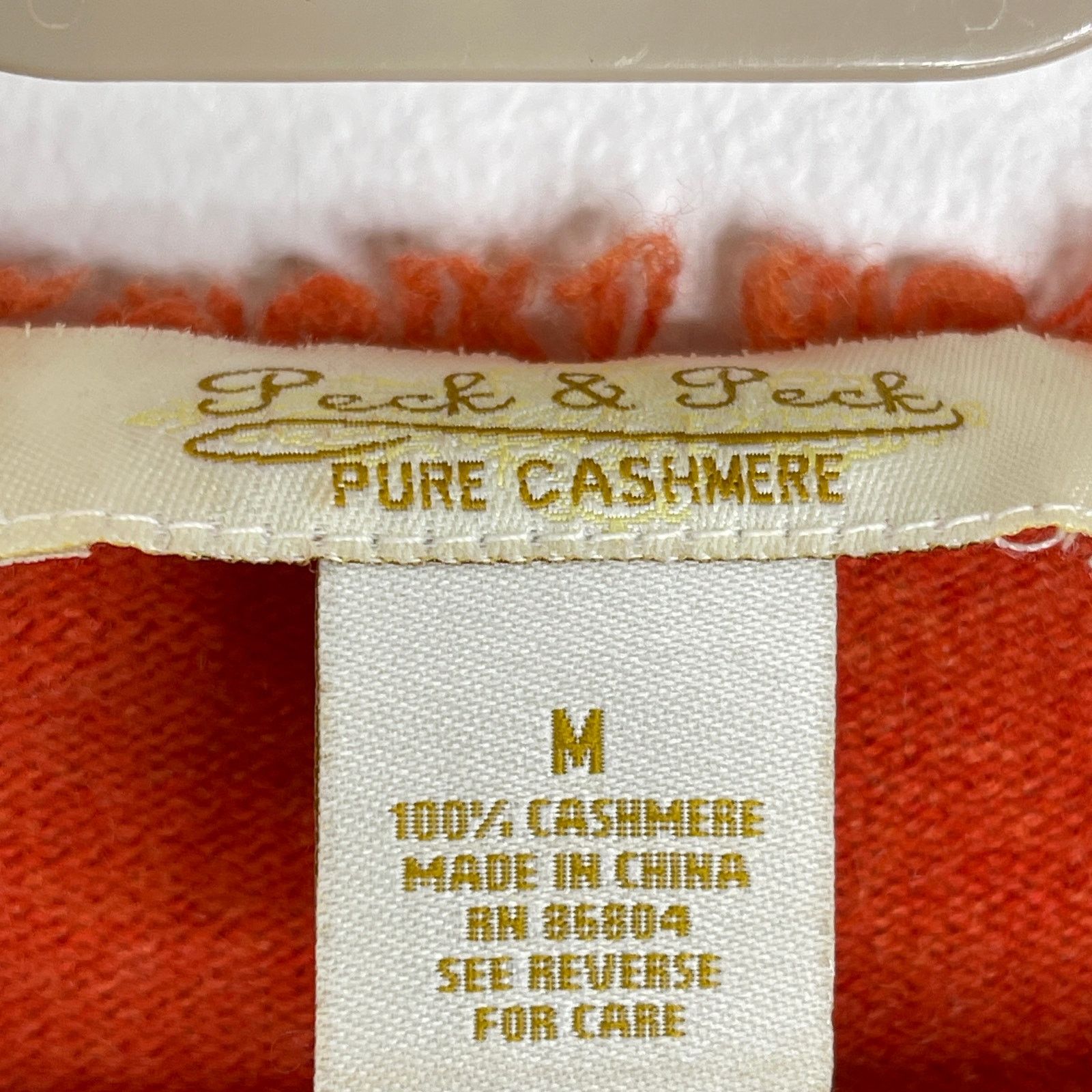 Other Peck & Peck 100% Cashmere V Neck Sweater Orange Fringe M/S Size S / US 4 / IT 40 - 6 Thumbnail