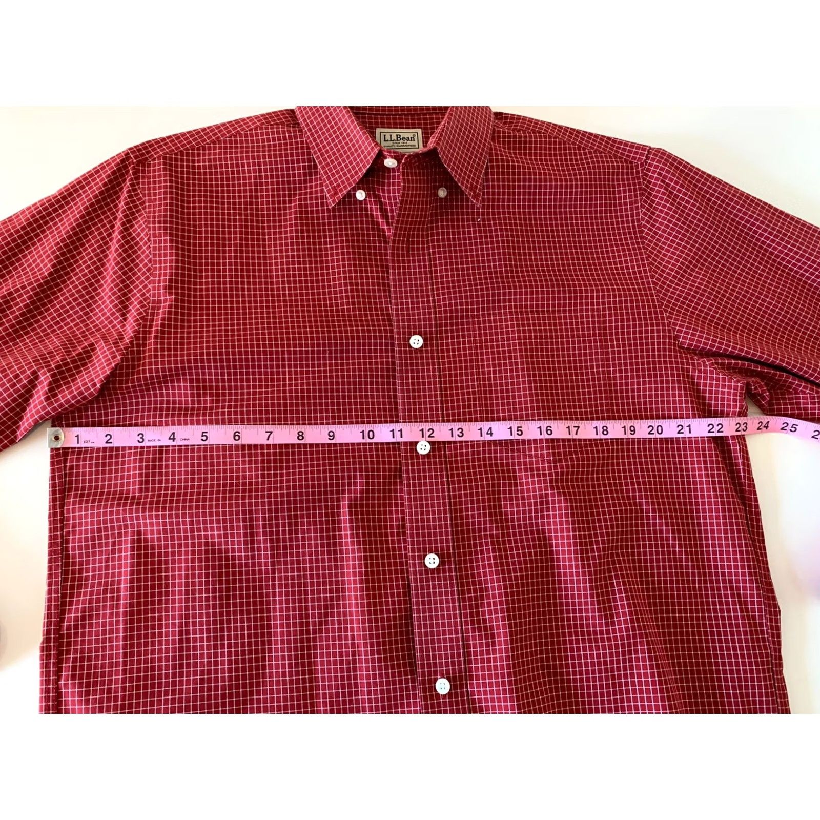 Vintage L.L. Bean Wrinkle Resistant Plaid Long Sleeve Button-Front Shirt Men M Red Size US M / EU 48-50 / 2 - 3 Thumbnail