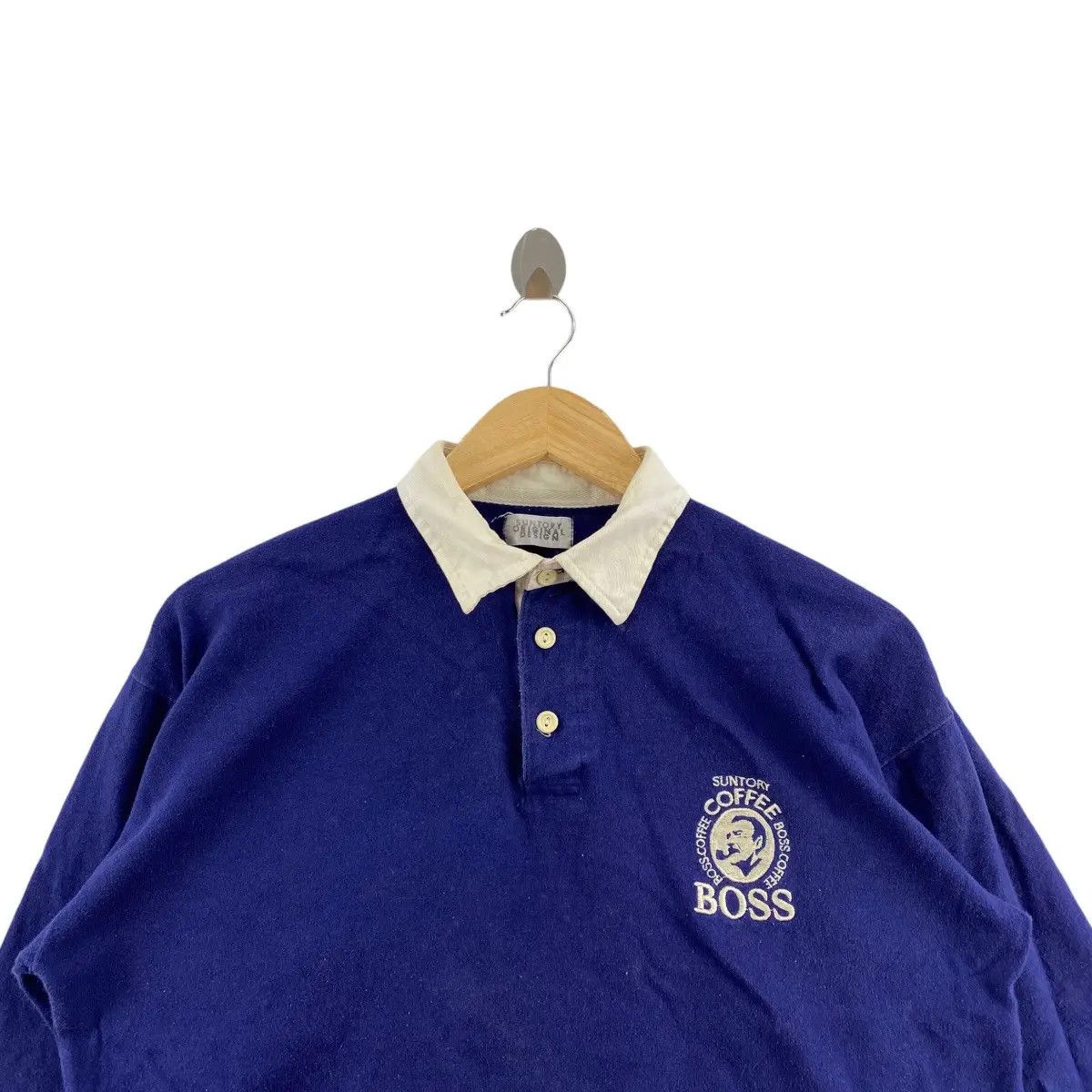 Vintage Vintage SUNTORY COFFEE BOSS Trash Rugby Polo Tee Shirt Top Size US L / EU 52-54 / 3 - 2 Thumbnail