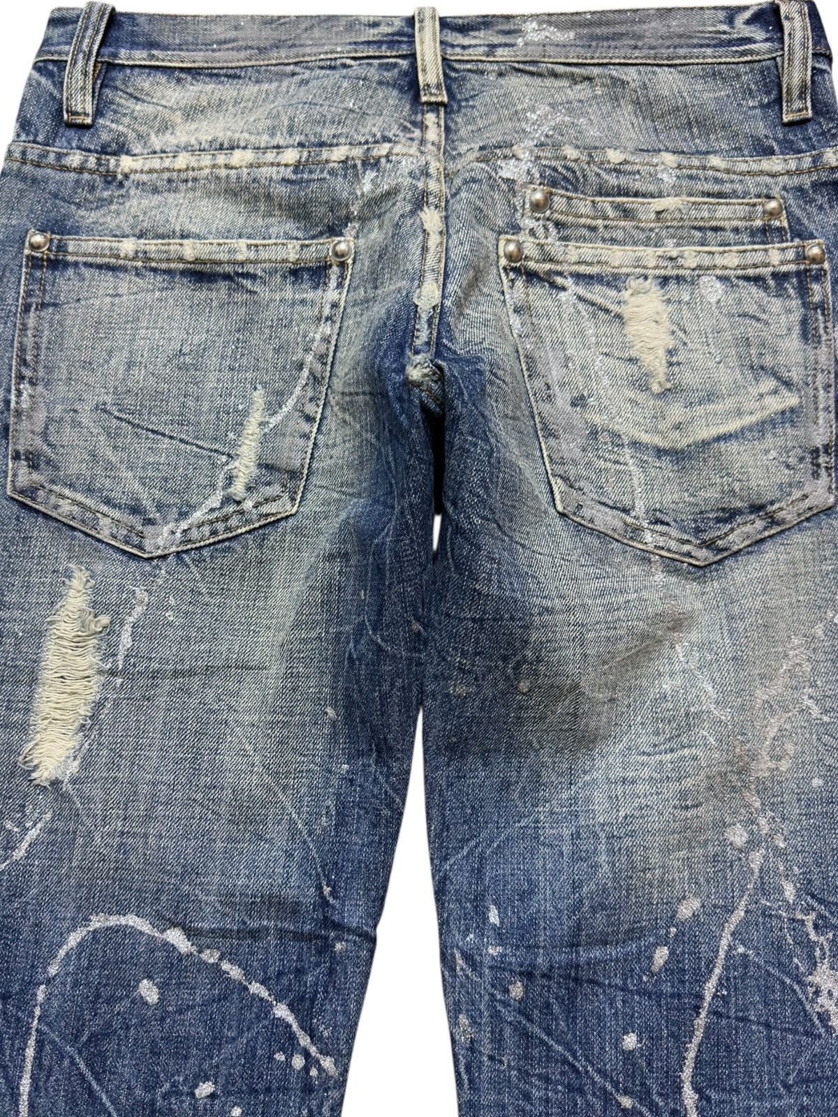 Tornado Mart Vintage Midas Flare Bootcut Paint Splatter Grunge Denim Size US 31 - 6 Thumbnail
