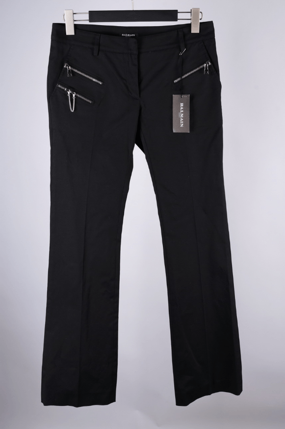 Balmain Women's Balmain Black Biker Zip Pocket Trousers Size W33 L34 Size 33" - 1 Thumbnail
