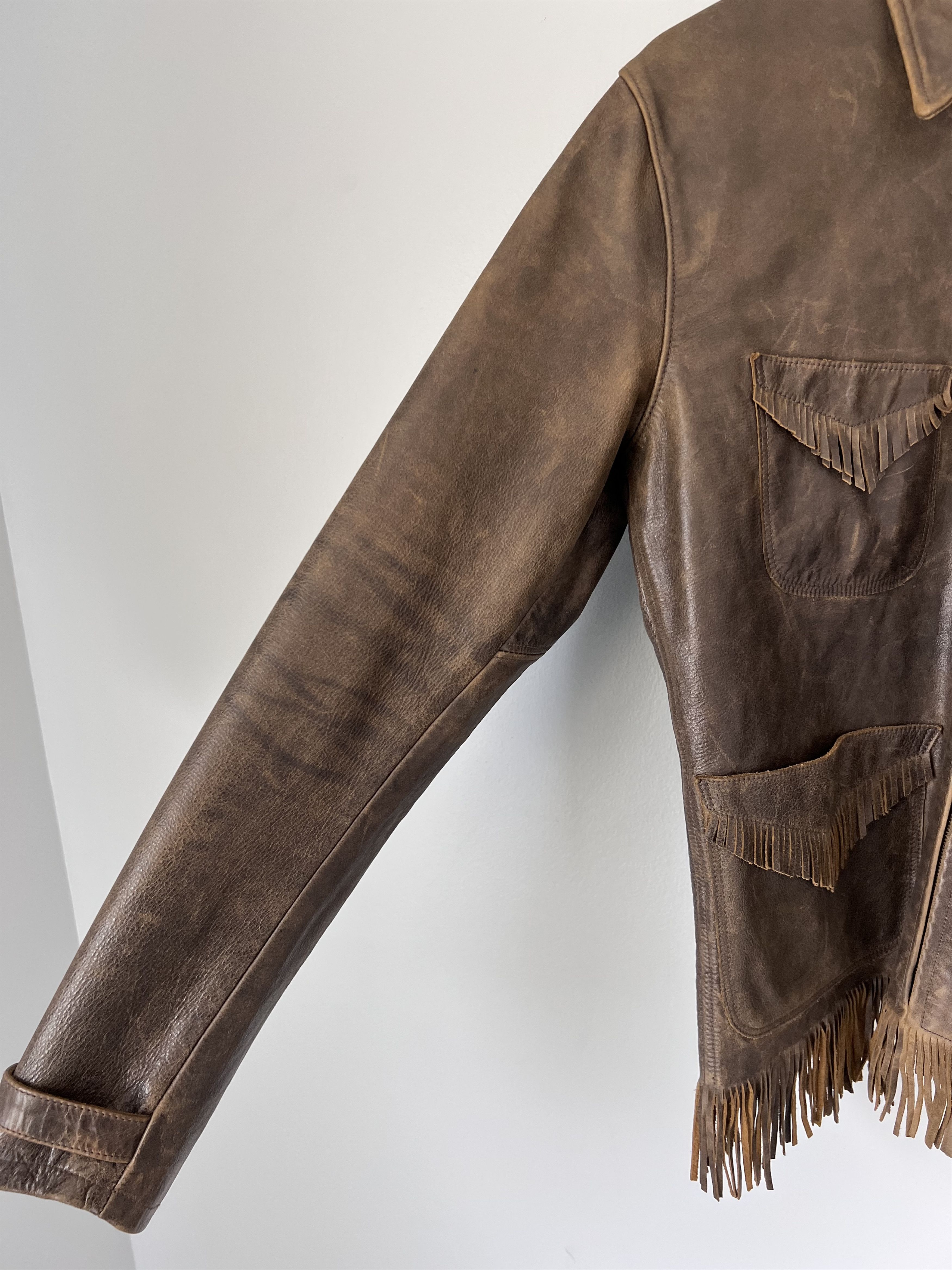 RRL Ralph Lauren RRL Ralph Lauren Blanket Lined Randall Fringe Leather Jacket Size US S / EU 44-46 / 1 - 4 Thumbnail