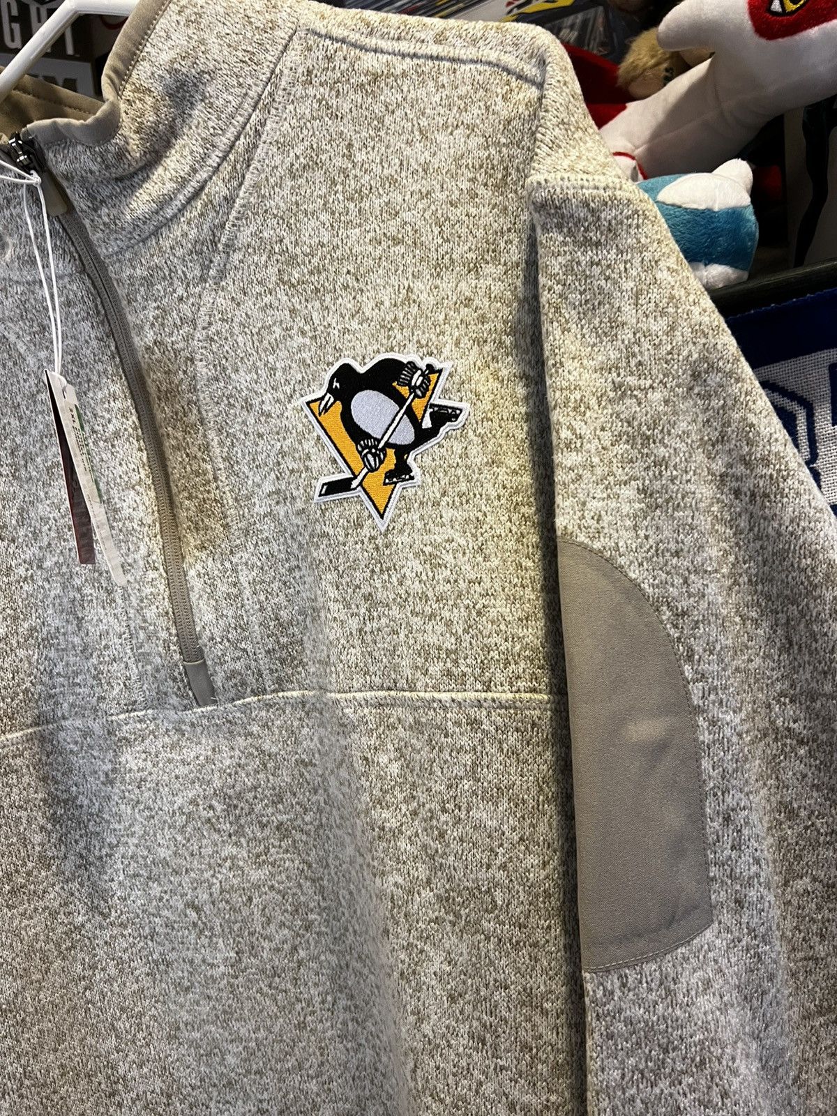 Antigua × NHL Men's Pittsburgh Penguins Antigua Oatmeal Half-Zip Pullover Size US XXL / EU 58 / 5 - 3 Thumbnail
