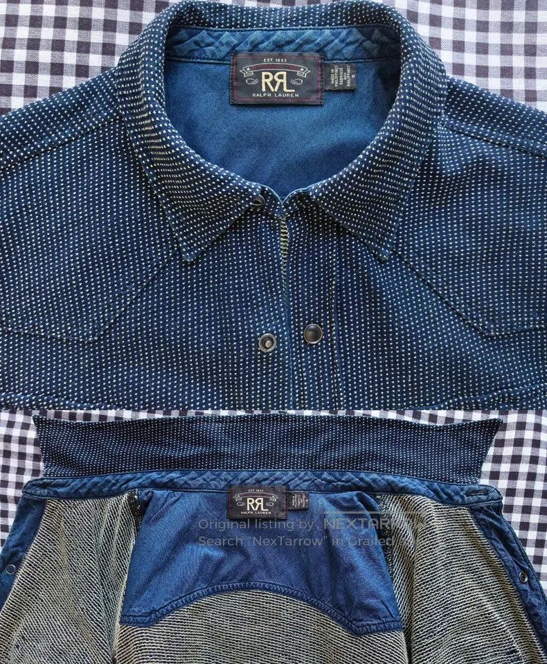 RRL Ralph Lauren RRL Ralph Lauren Blue dyed prickly Western shirt Size US M / EU 48-50 / 2 - 4 Thumbnail