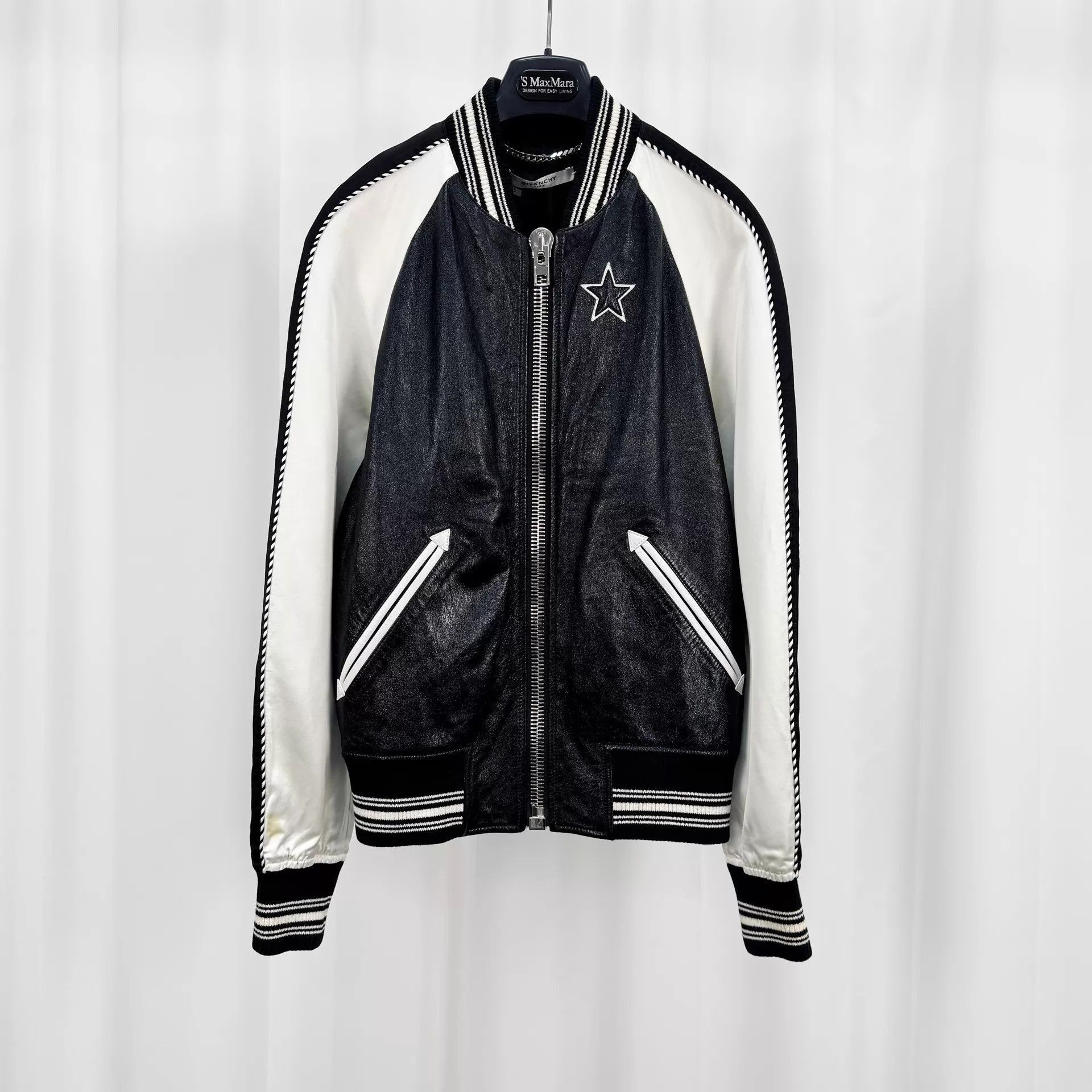 Givenchy Black and White Varsity Bomber Jacket with Star Detail Size US M / EU 48-50 / 2 - 1 Thumbnail