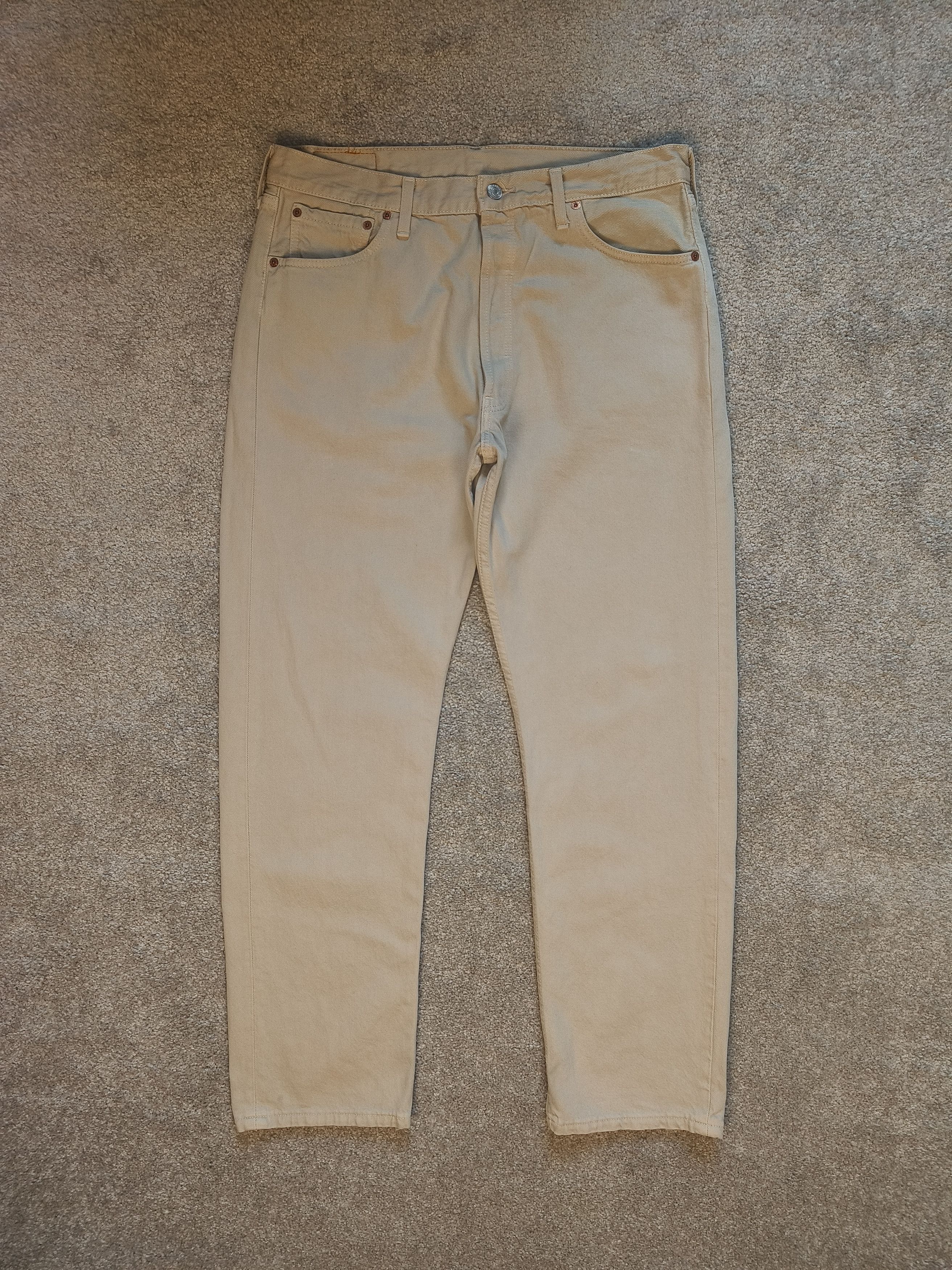 Levi's × Vintage Vintage Rare 90s Levi's 501 Cream Beige Jeans Made In USA Size US 36 / EU 52 - 2 Thumbnail