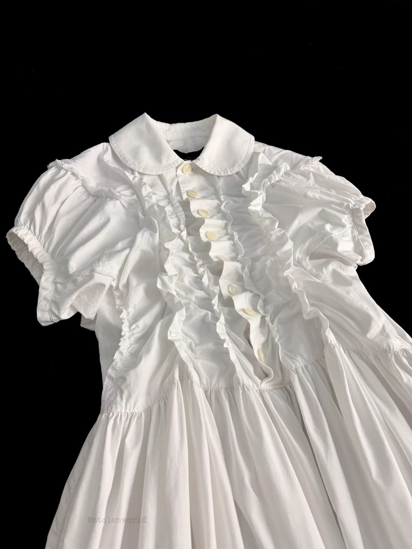 Comme des Garcons Comme des Garçons White Pleated Ruffled Tricot Dress S Size S / US 4 / IT 40 - 2 Thumbnail