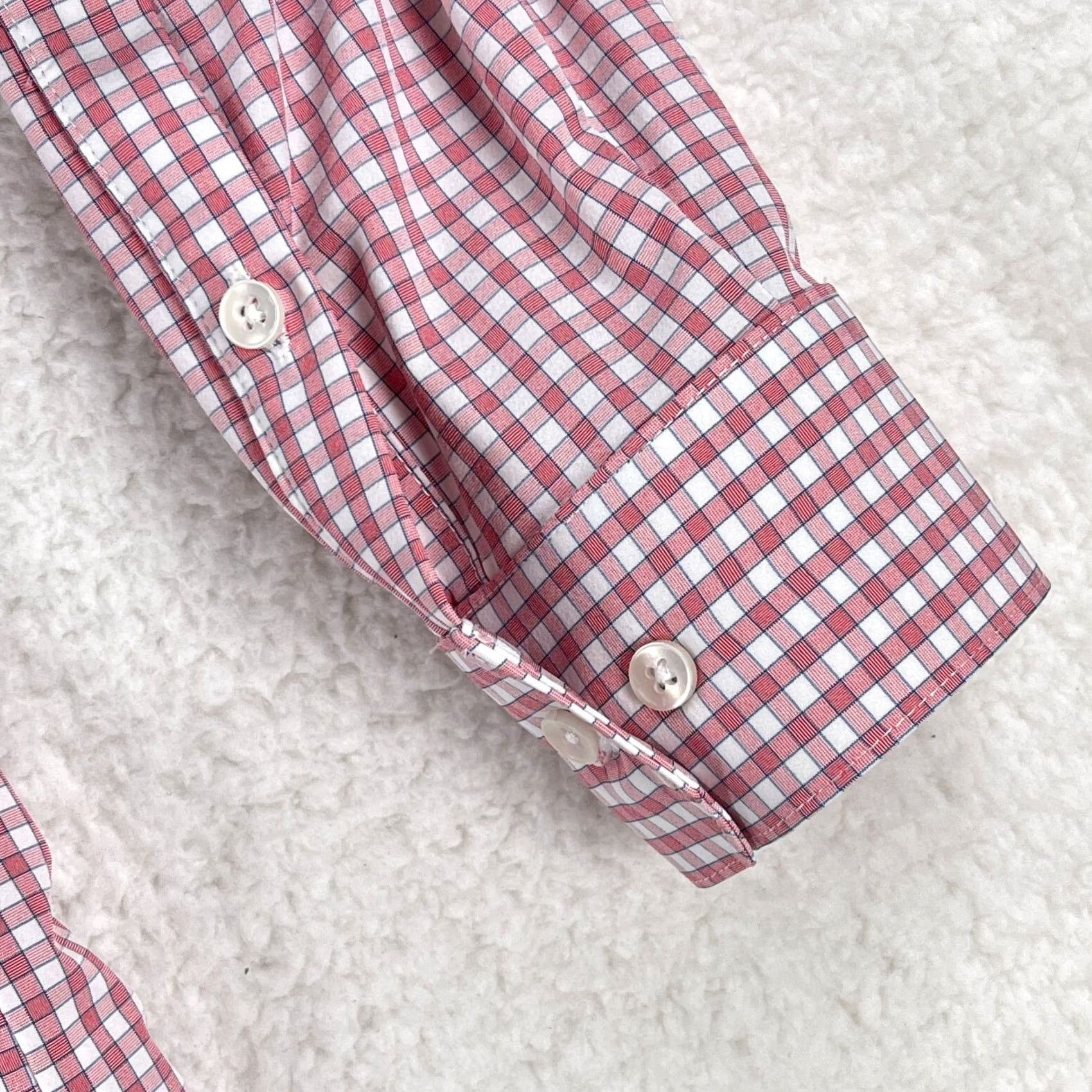 Mizzen+Main Mizzen+Main Dress Shirt Mens XXL Red Plaid Button-Up Sleeve Long Sleeve Regular Fit USA Made EUC Size 48R - 7 Thumbnail