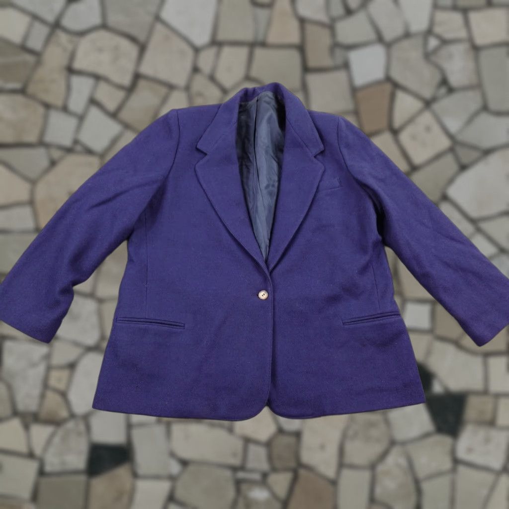 Lands' End VINTAGE Lands End Jacket Womens 18 Blue Lined Blazer Sport Coat Wool USA Made Size XXL / US 16-18 / IT 52-54 - 1 Thumbnail