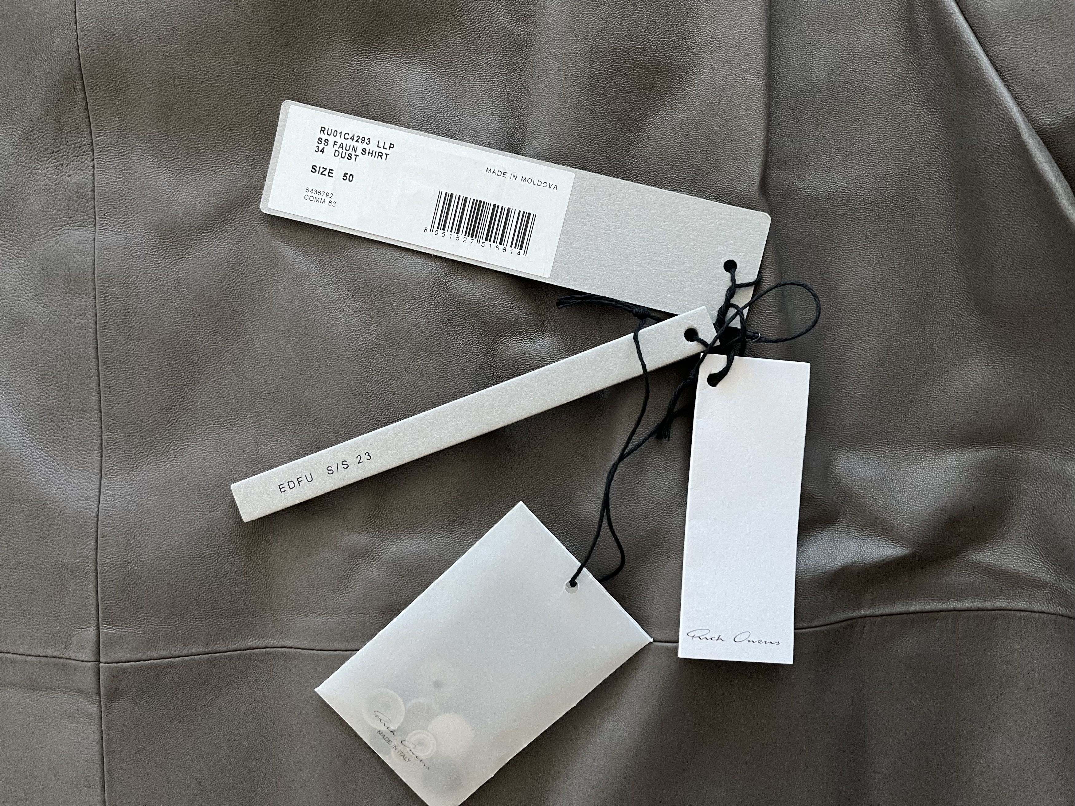 Rick Owens Rick Owens EDFU SS23 Gray Dust Faun Leather Jacket Size US M / EU 48-50 / 2 - 16 Thumbnail