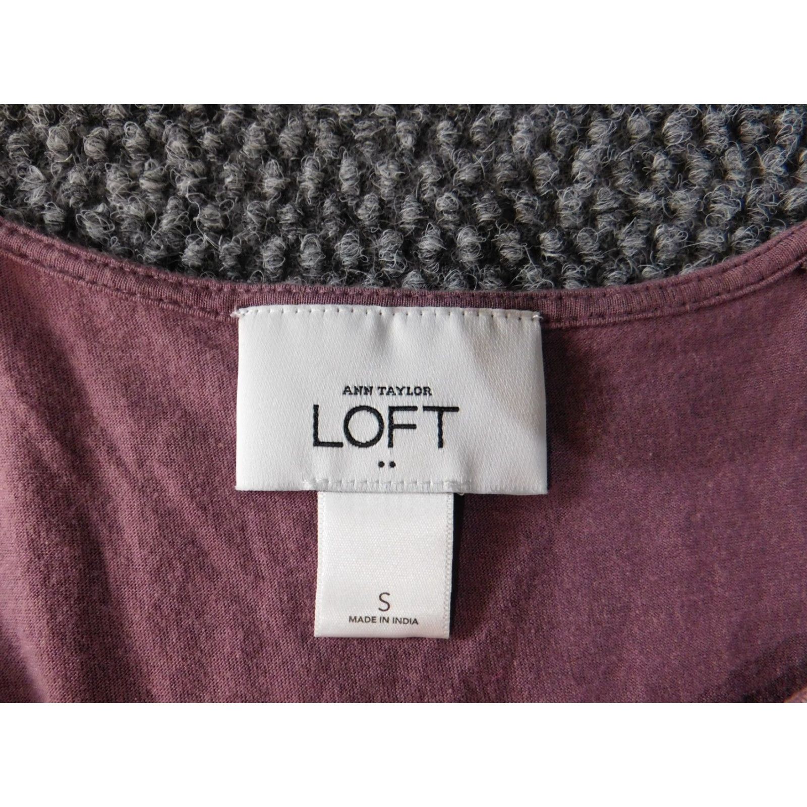 Ann Taylor Ann Taylor Loft Blouse Womens S Purple V-Neck Casual Short Sleeve Pullover Knit Cotton Modal Regular Lightweight Stretch Shirt Size S / US 4 / IT 40 - 4 Thumbnail