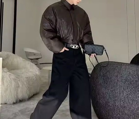 Japanese Brand CROPPED Vegan Leather Bomber Jacket - Boxy Streetwear Puffer Size US M / EU 48-50 / 2 - 10 Thumbnail