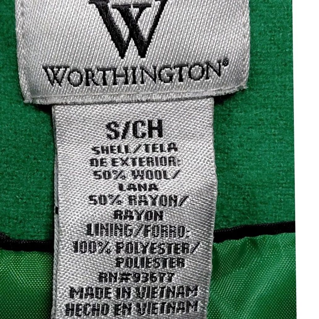Worthington Worthington Green Wool Blend Coat Solid 3/4 Sleeve Women Size S Size S / US 4 / IT 40 - 6 Thumbnail