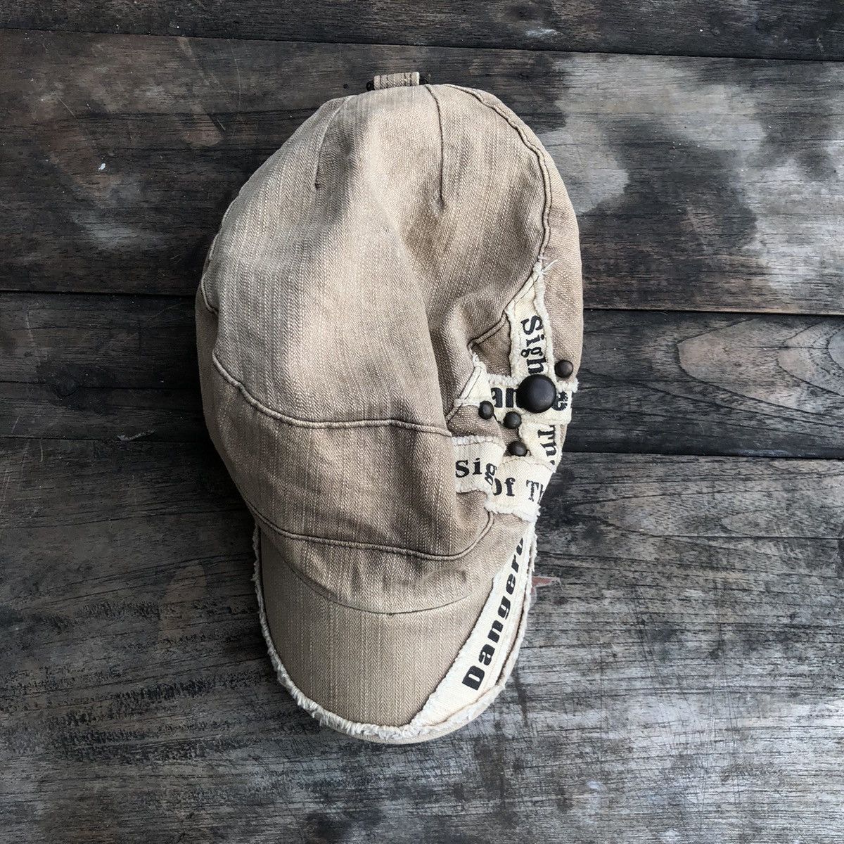 Japanese Brand Y2K Japanese Studded Cadet Faded Distressed Vintage Hat Size ONE SIZE - 6 Thumbnail
