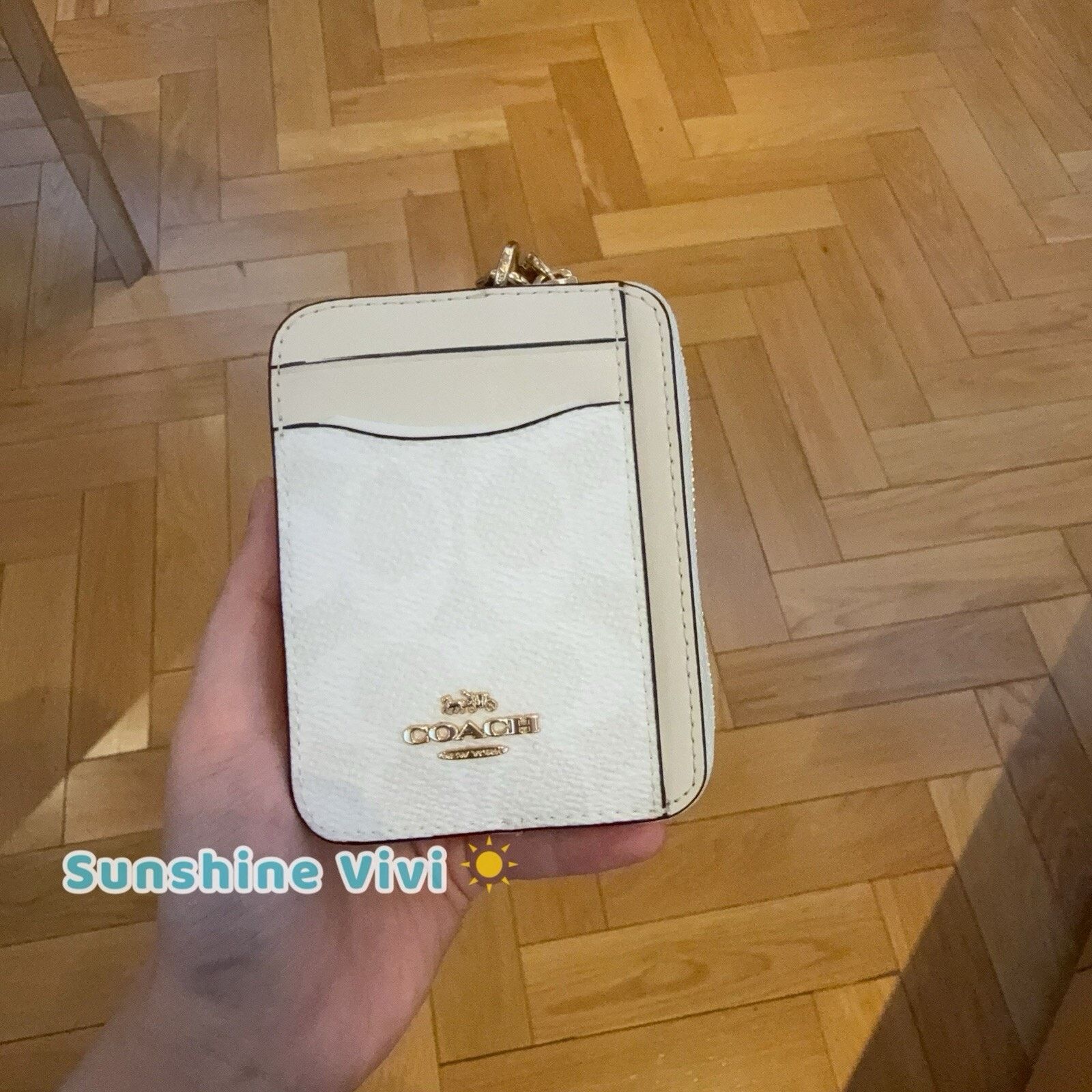 Coach NWT Coach CW883 Zip Card Case Gold/White/Chalk Size ONE SIZE - 1 Thumbnail