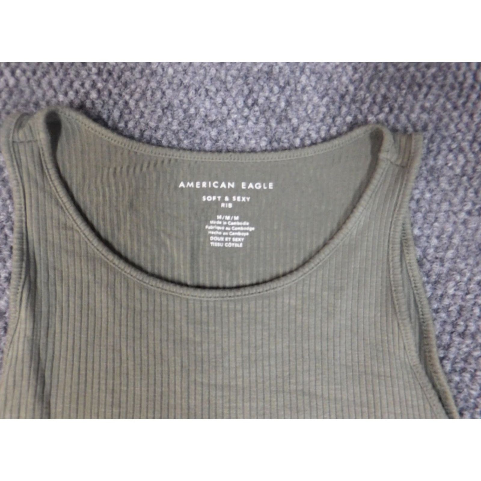American Eagle Outfitters American Eagle Outfitters Blouse Shirt Womens M Green Short Sleeve Knitted Pocket Collared Button-Down Stretch Regular Size M / US 6-8 / IT 42-44 - 4 Thumbnail