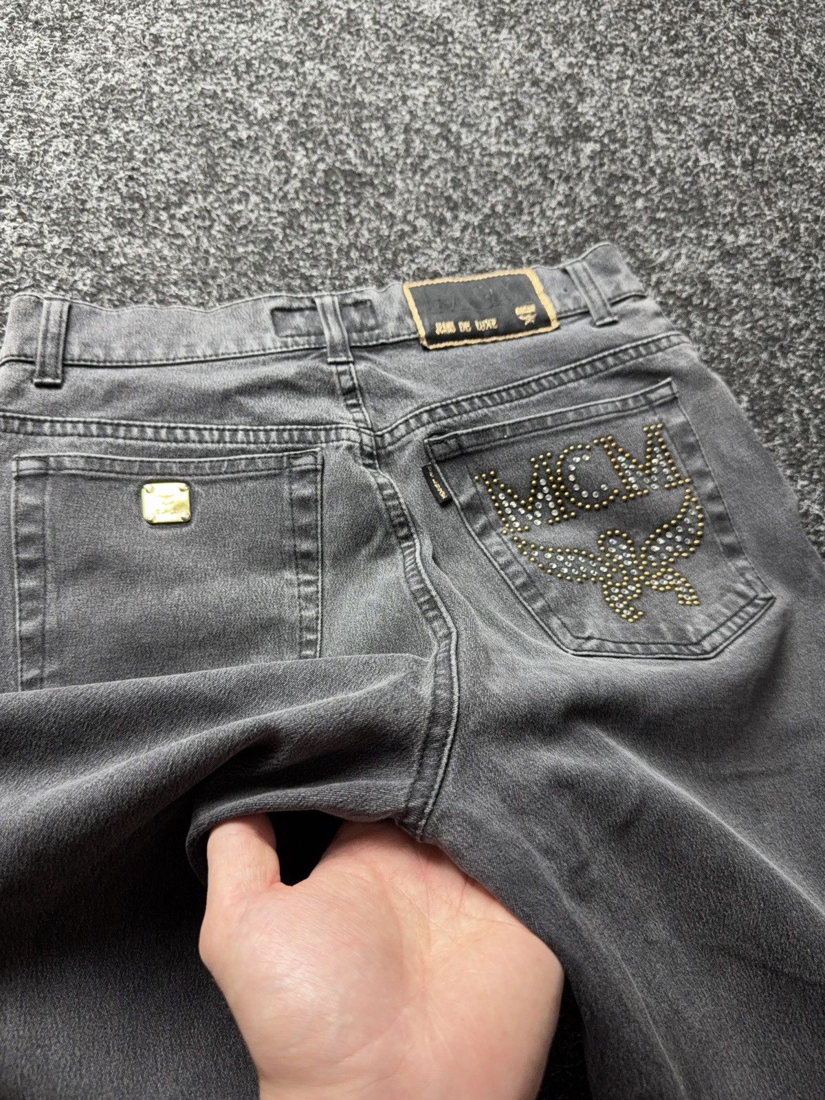 MCM Luxury MCM Jeans Studded Logo Pants Black Y2K Straight W29 Size 29" - 20 Thumbnail