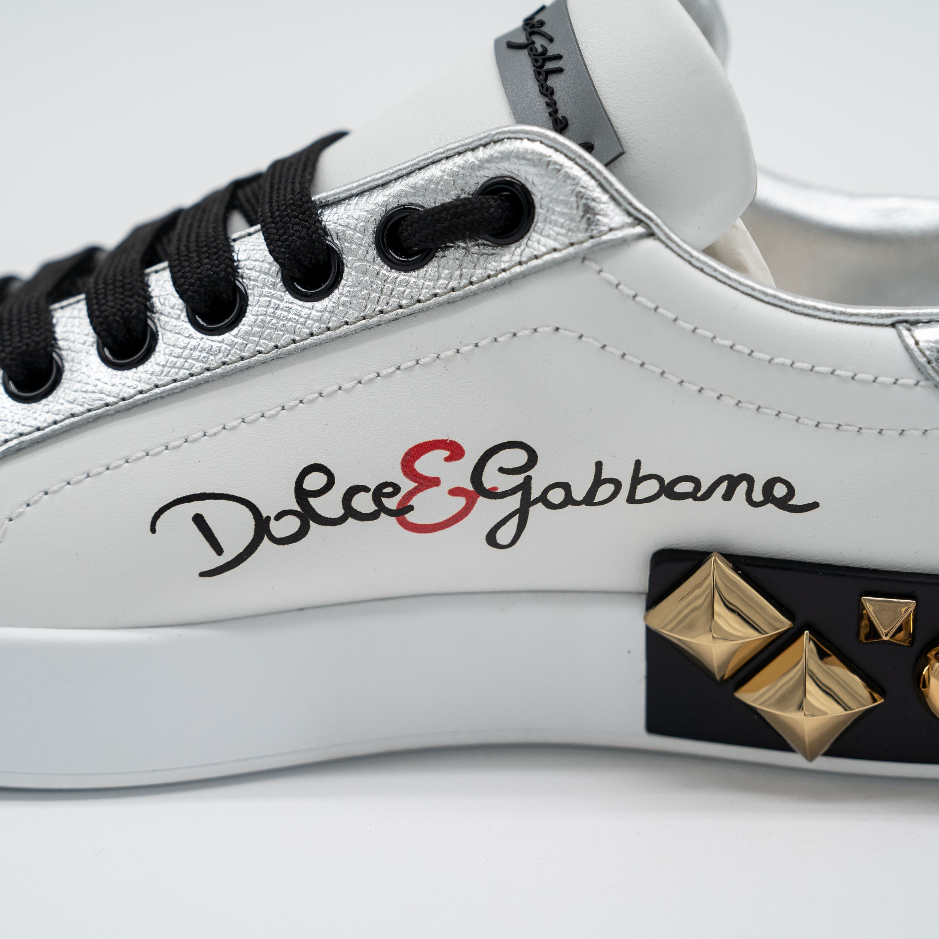 Dolce & Gabbana DOLCE & GABBANA White Portofino Floral Studded Sneakers Size US 6 / IT 36 - 8 Thumbnail