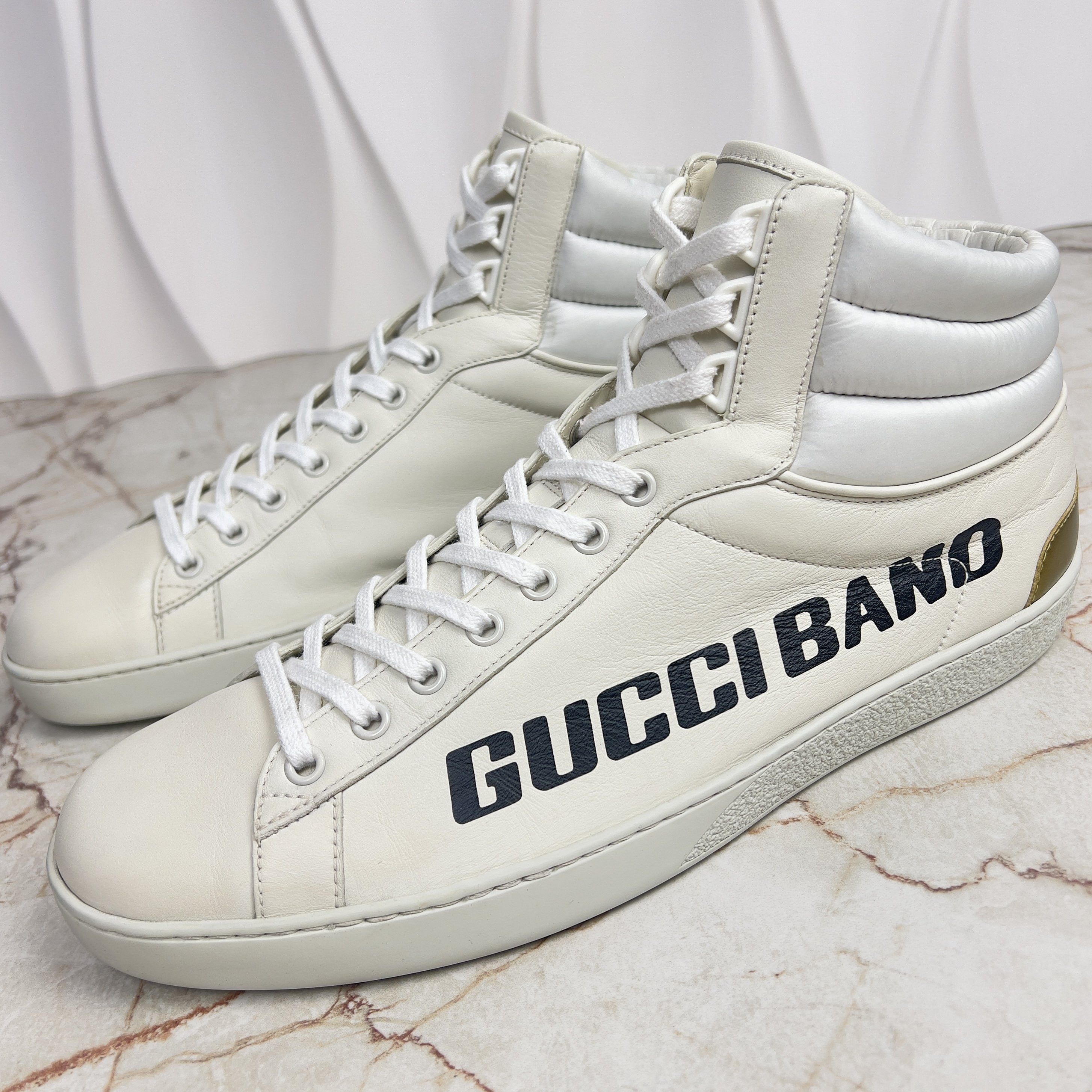 Gucci Ace Band Graphic Print Sneakers Calfskin White Size US 10.5 / EU 43-44 - 3 Thumbnail