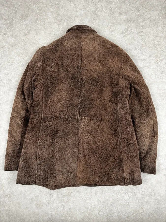 Armani 2000s Armani Brown Texture Leather Buttoned Jacket Size US L / EU 52-54 / 3 - 4 Thumbnail