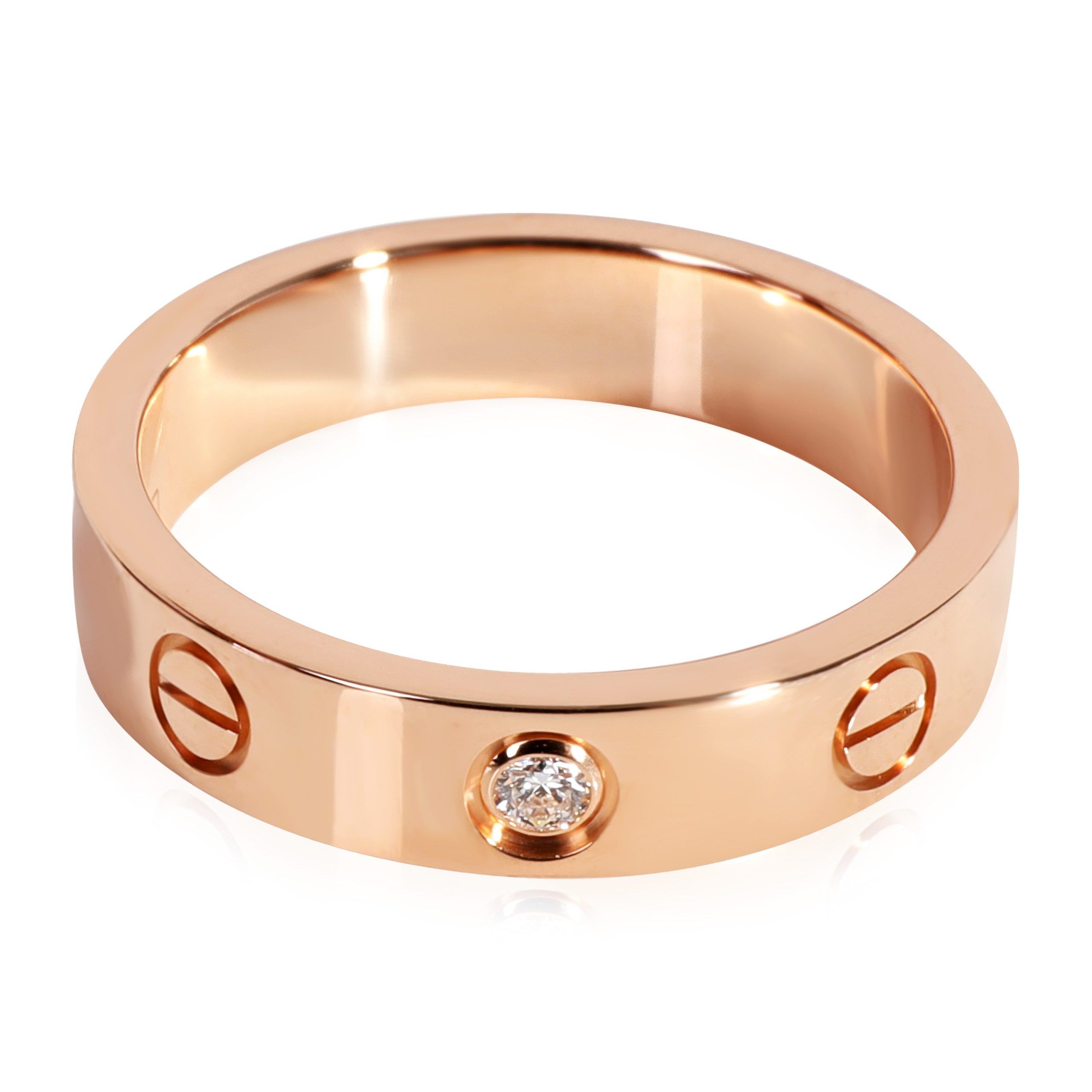 image of Cartier Love Diamond Ring In 18K Rose Gold 0.02 Ctw, Women's