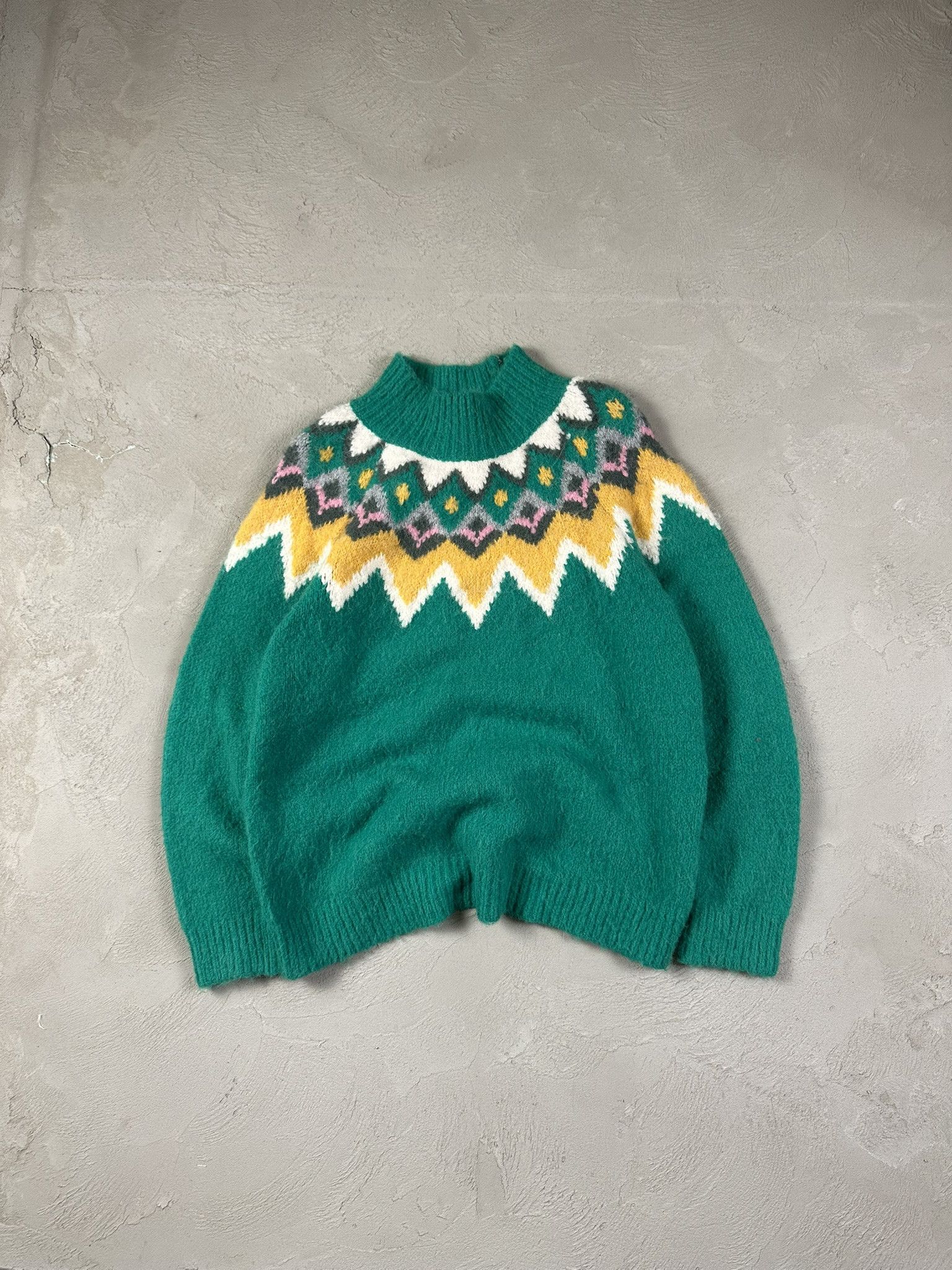 Designer Axara Paris Wool Boxy Patterned Knit Sweater Size S / US 4 / IT 40 - 1 Thumbnail
