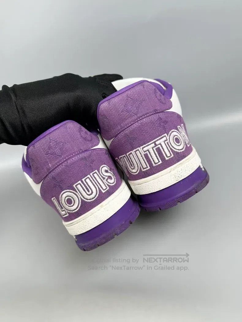 Louis Vuitton Louis Vuitton White and Purple Velcro Trainer Casual Shoes Size US 7 / EU 40 - 7 Thumbnail