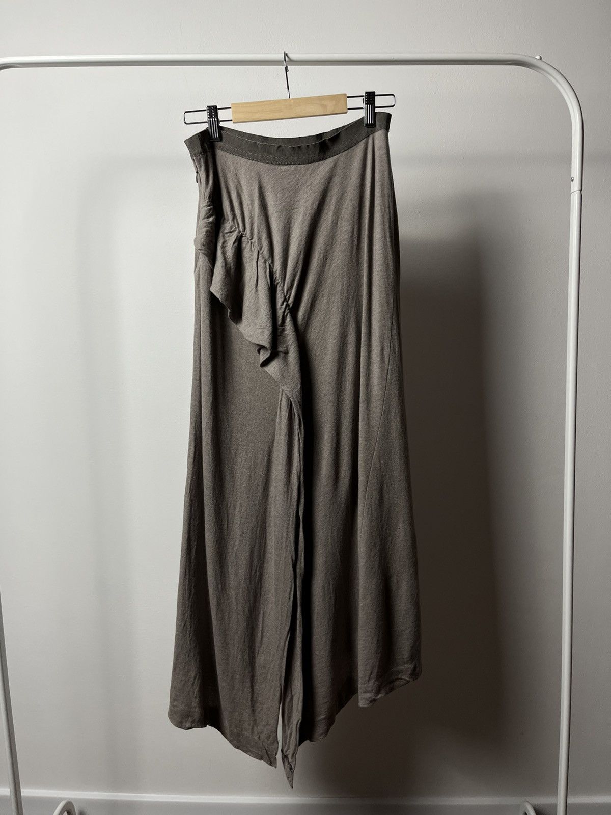 Jean Paul Gaultier × Vintage Jean Paul Gaultier Femme taupe maxi draped wool skirt Size 30" / US 8 / IT 44 - 1 Thumbnail