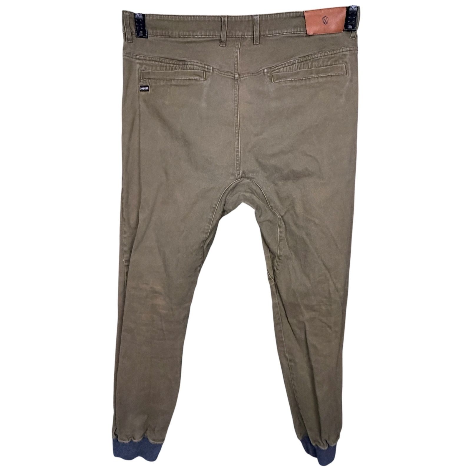 Zanerobe Zanerobe Olive Green Mens 36x30 Khaki Chino Stretch Joggers Size US 36 / EU 52 - 2 Thumbnail
