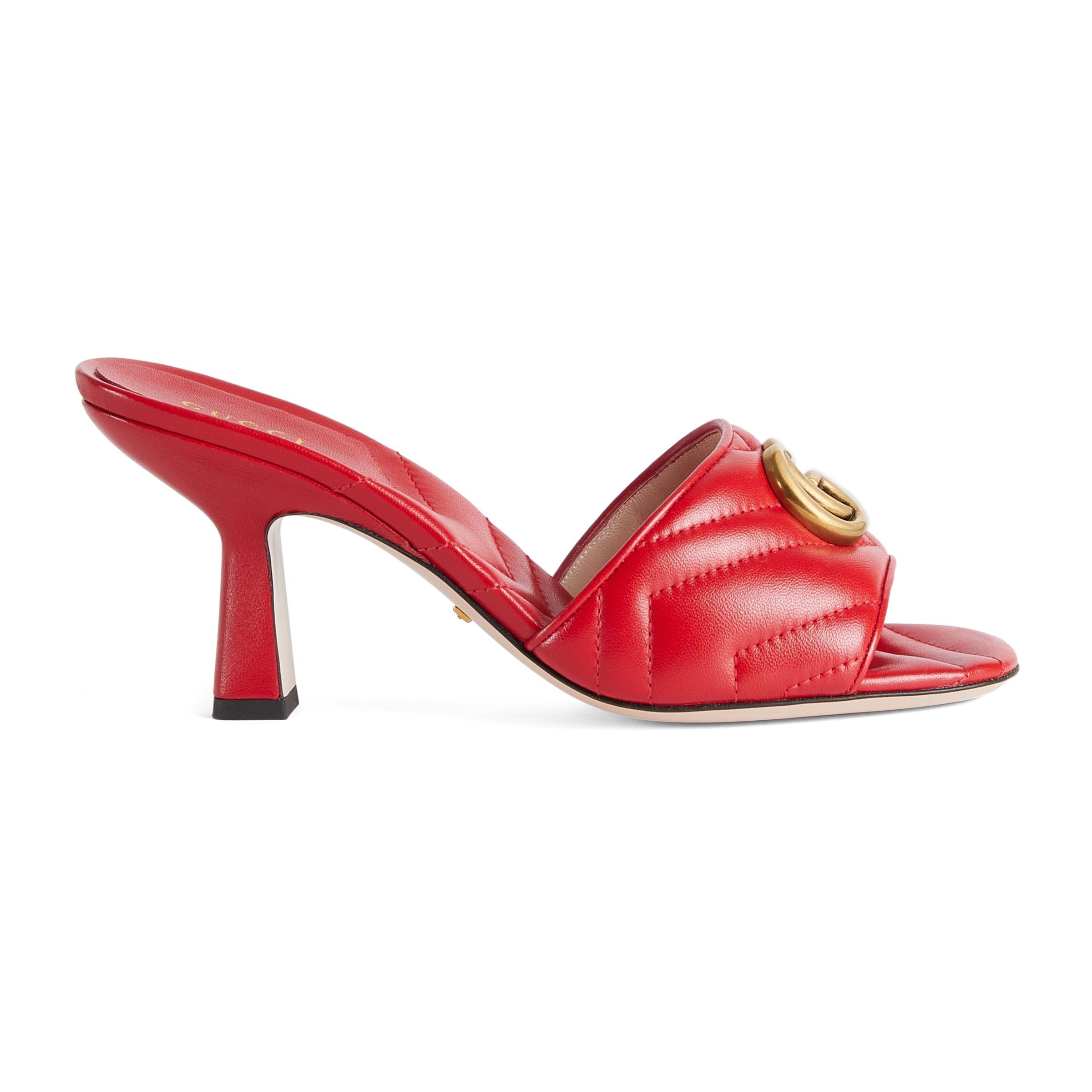 Gucci Double G Leather Slide Sandals SIZE 37.5