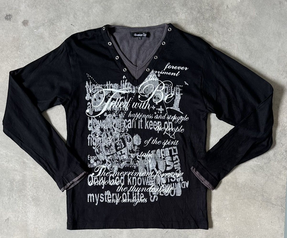 Japanese Brand VINTAGE BEUMONT CARR POEMS DOUBLE LAYER LS TEE Size US M / EU 48-50 / 2 - 1 Thumbnail