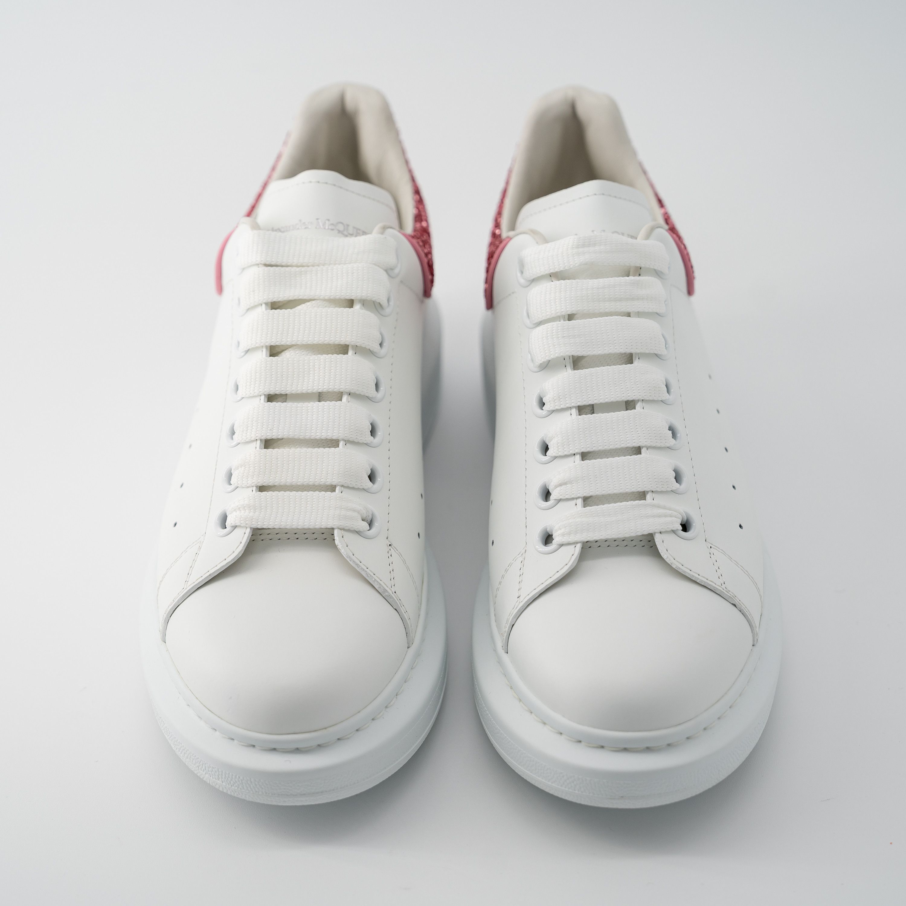 Alexander McQueen 10 - Alexander McQueen Oversized Sneakers White Pink Glitter Size US 10 / IT 40 - 3 Thumbnail