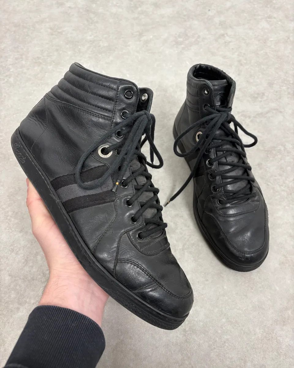Gucci 2000s Gucci Black Italian Leather High Sneakers Size US 9 / EU 42 - 1 Thumbnail