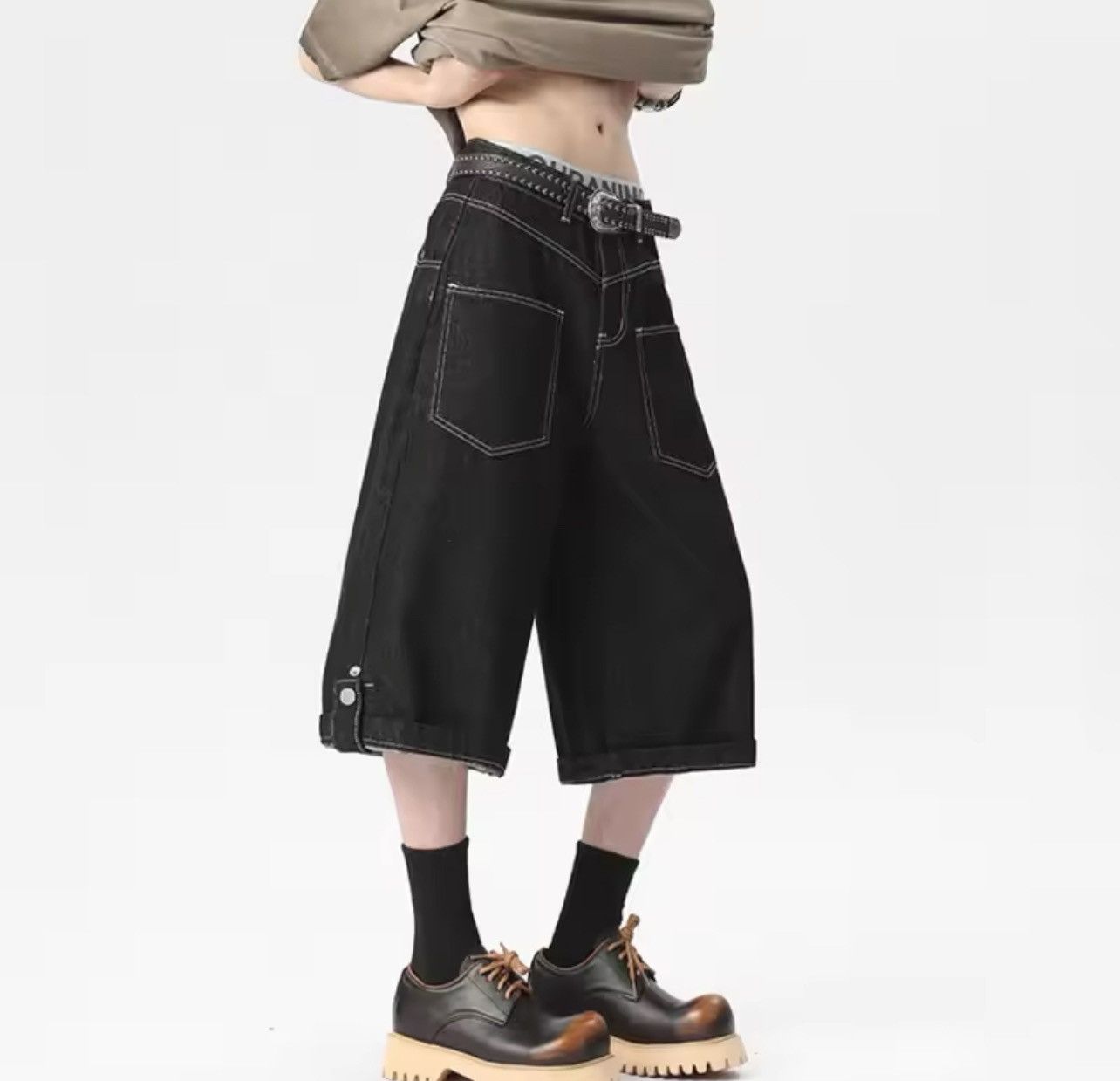 Japanese Brand × Jean Straight Leg Short Denim Size US 31 - 3 Thumbnail