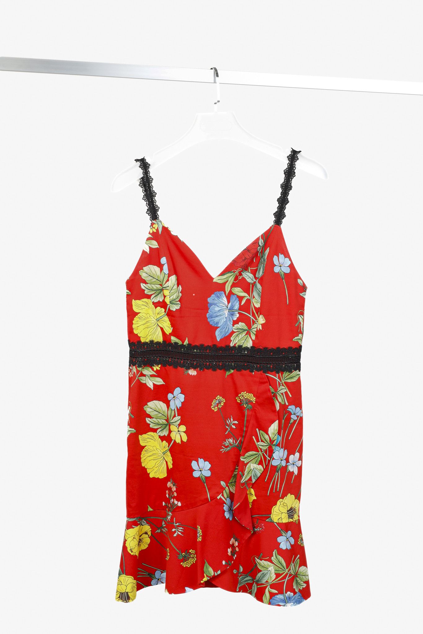 Alice + Olivia Alice + Olivia Red Floral Lace Strap Dress Size S / US 4 / IT 40 - 1 Thumbnail
