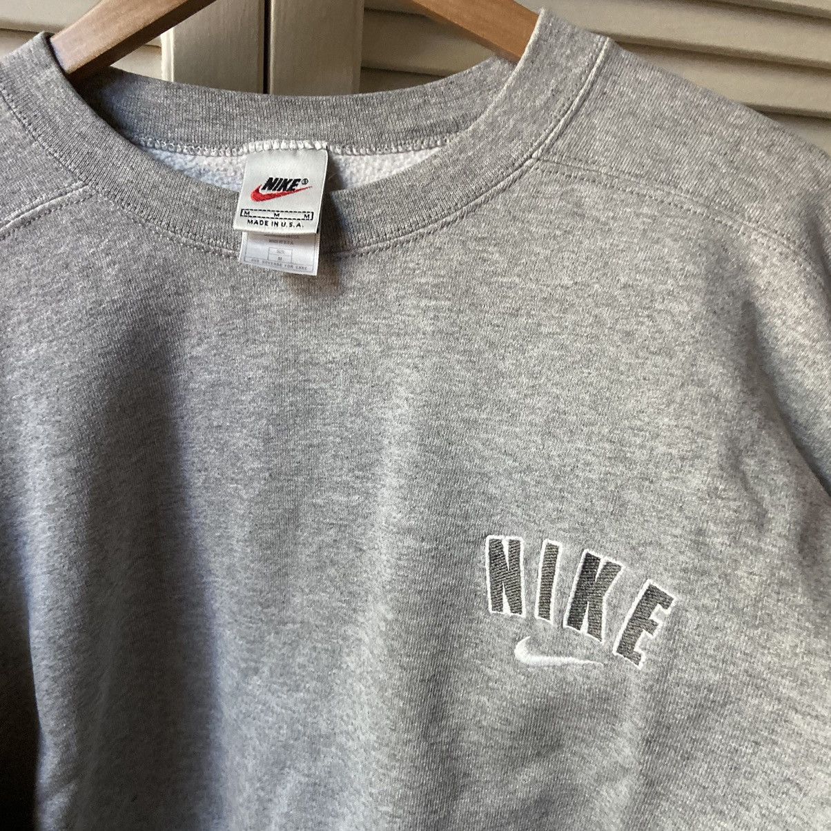 Nike × Vintage Vintage 90’s Nike Made in USA Embroidered Grey Sweatshirt Size US M / EU 48-50 / 2 - 3 Thumbnail